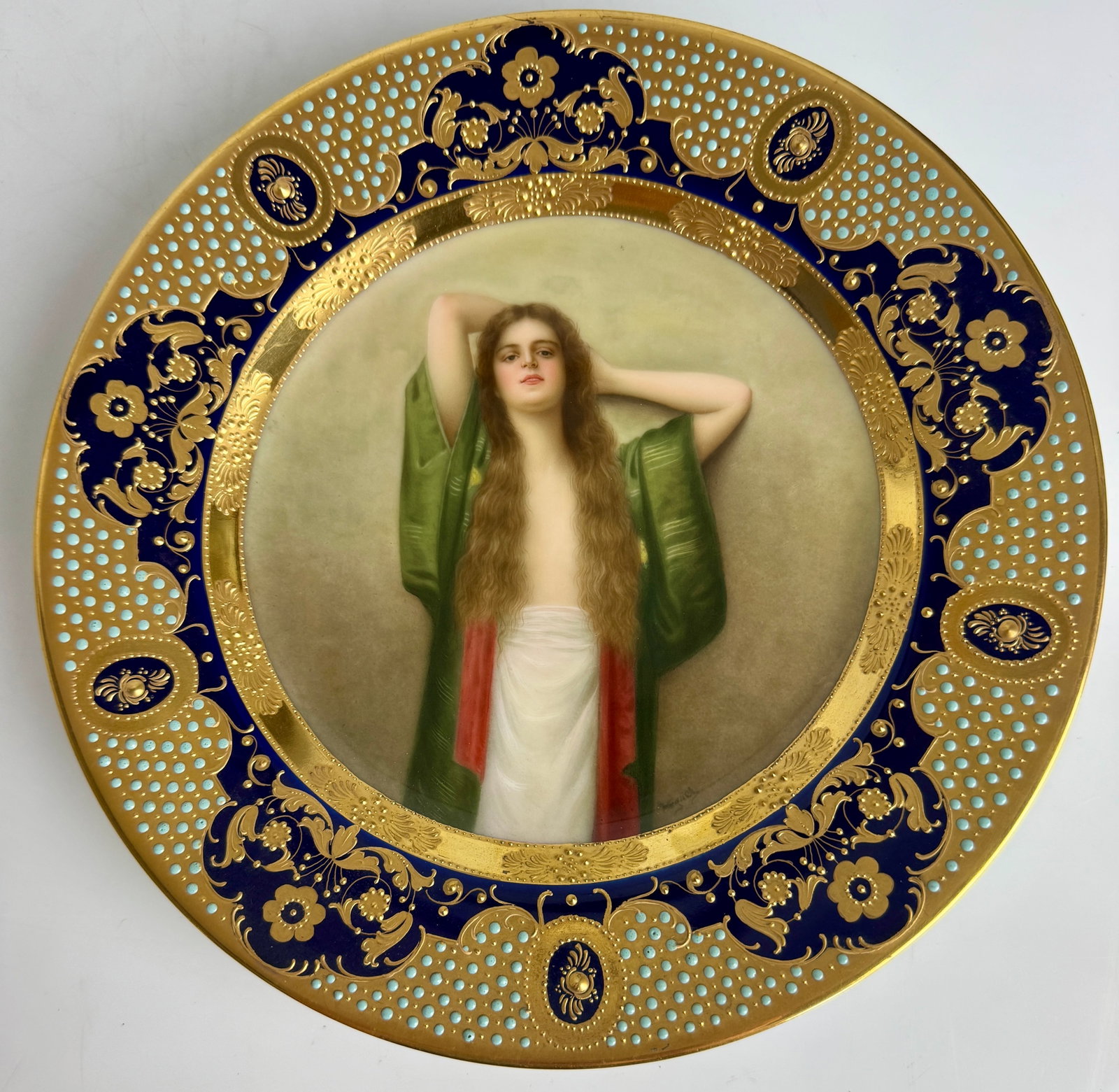 19TH C. ROYAL VIENNA PORCELAIN PLATE: Measures 10 inches x 7 inches unframed. Artist signed. In excellent condition. Estimate $5000-6000