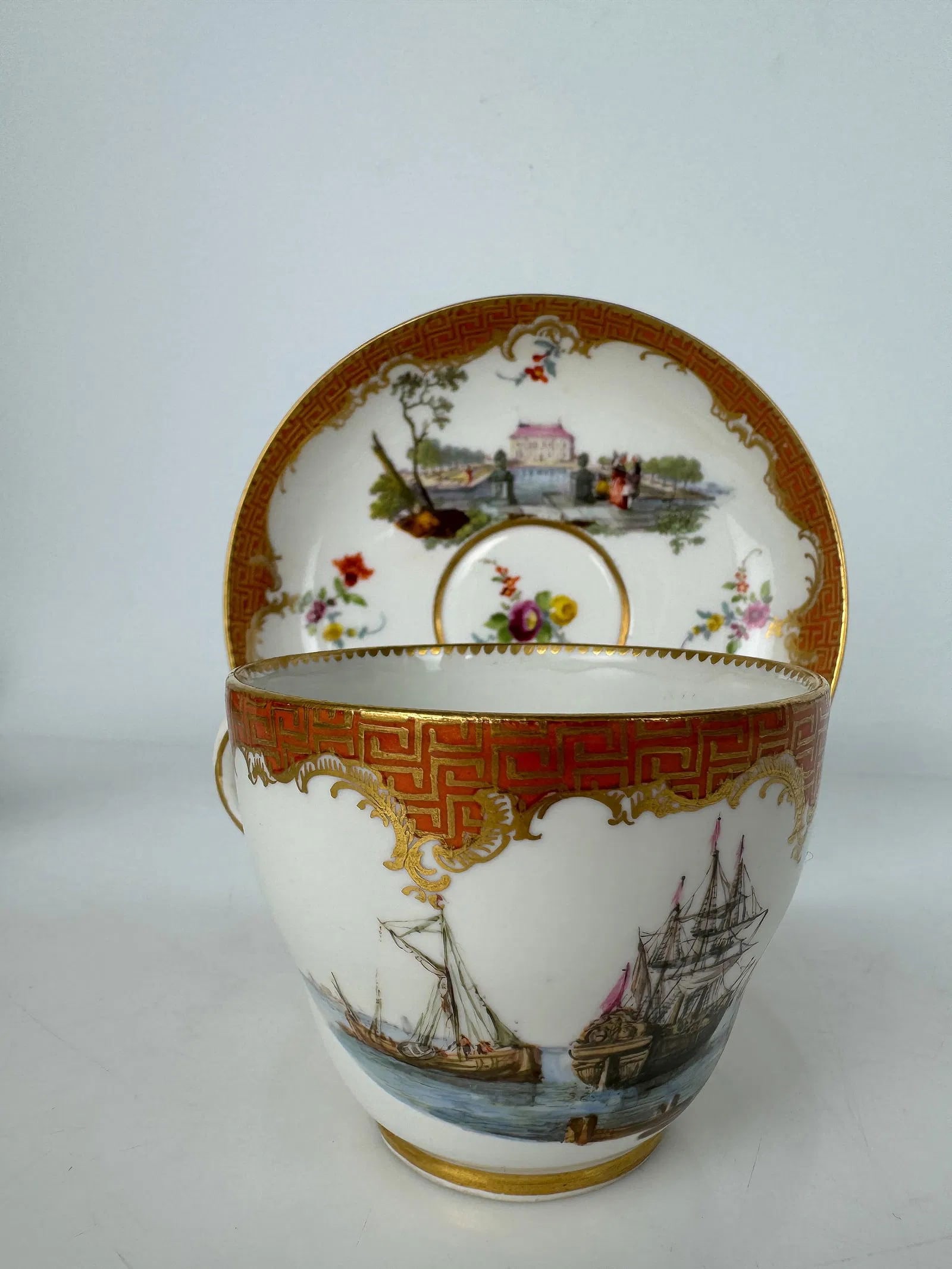 18TH C. MEISSEN CUP AND SAUCER: Circa 1860. In excellent condition. Estimate $1200-1500