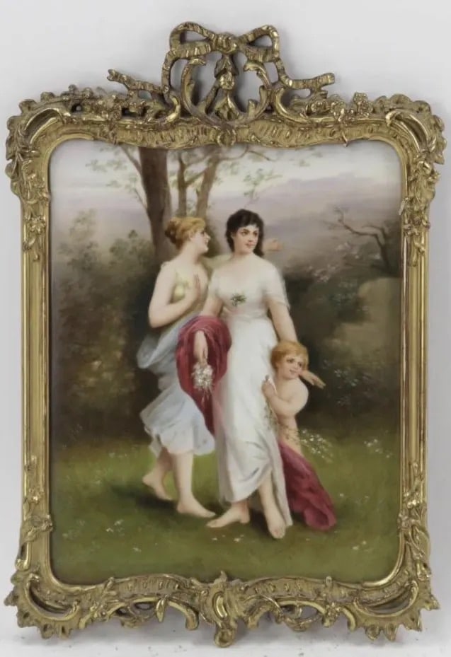 19TH C. KPM STYLE PORCELAIN PLAQUE: Circa 1900. Measures 12 inches x 8 inches framed. In good antique condition.Estimate $2.000-2.500