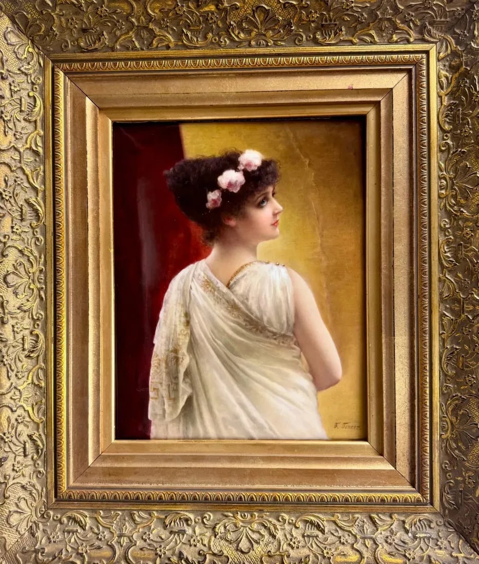 A MAGNIFICENT BERLIN KPM PORCELAIN PLAQUE: Circa 1900. Measures 13 inches x10 inches . Signed F. Tenner. Estimate $5000-6000