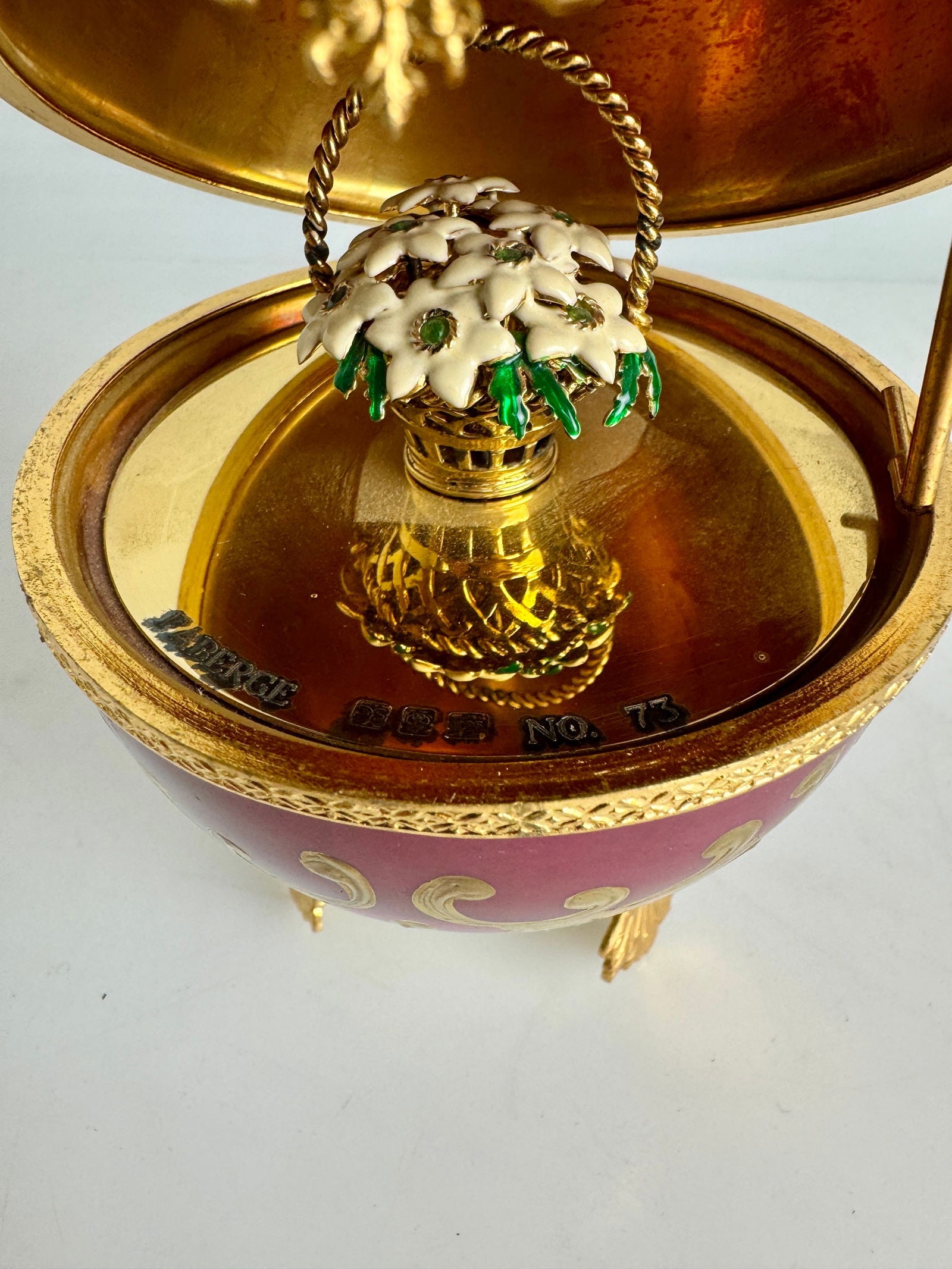 A LARGE IMPERIAL FABERGE LIMOGE PORCELAIN AND STERLING EGG - 2