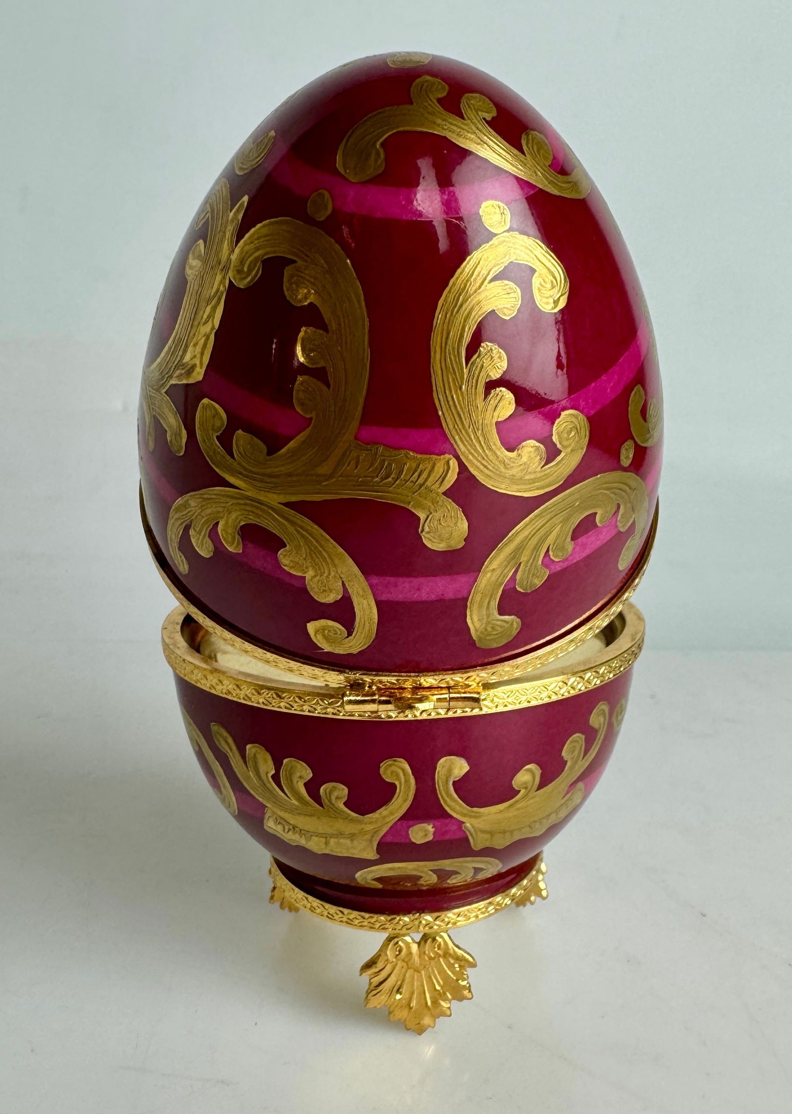 A LARGE IMPERIAL FABERGE LIMOGE PORCELAIN AND STERLING EGG - 5