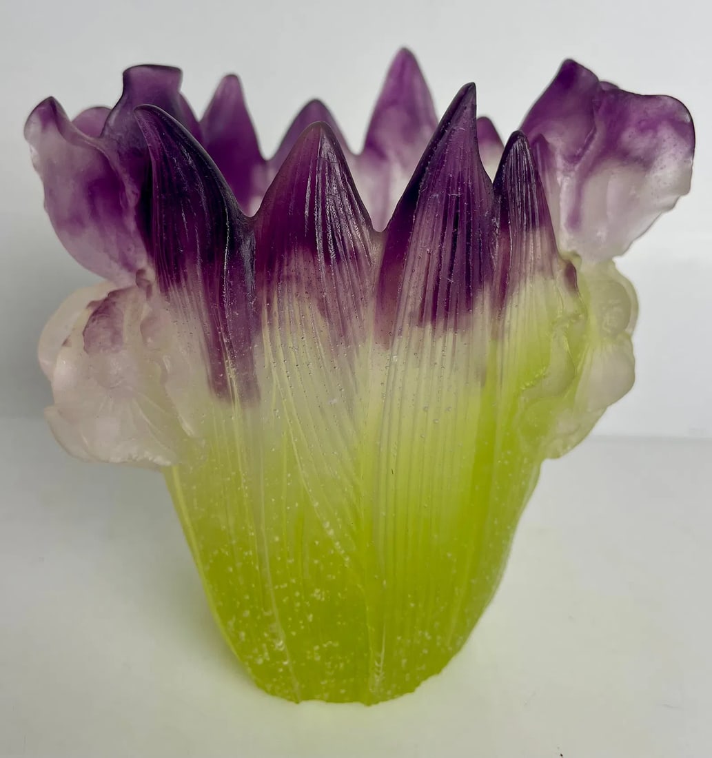 DAUM PATE DE VERRE VASE: Measures 5 inches h. Signed Daum France. In good condition, no chips, no cracks. Estimate $500-600
