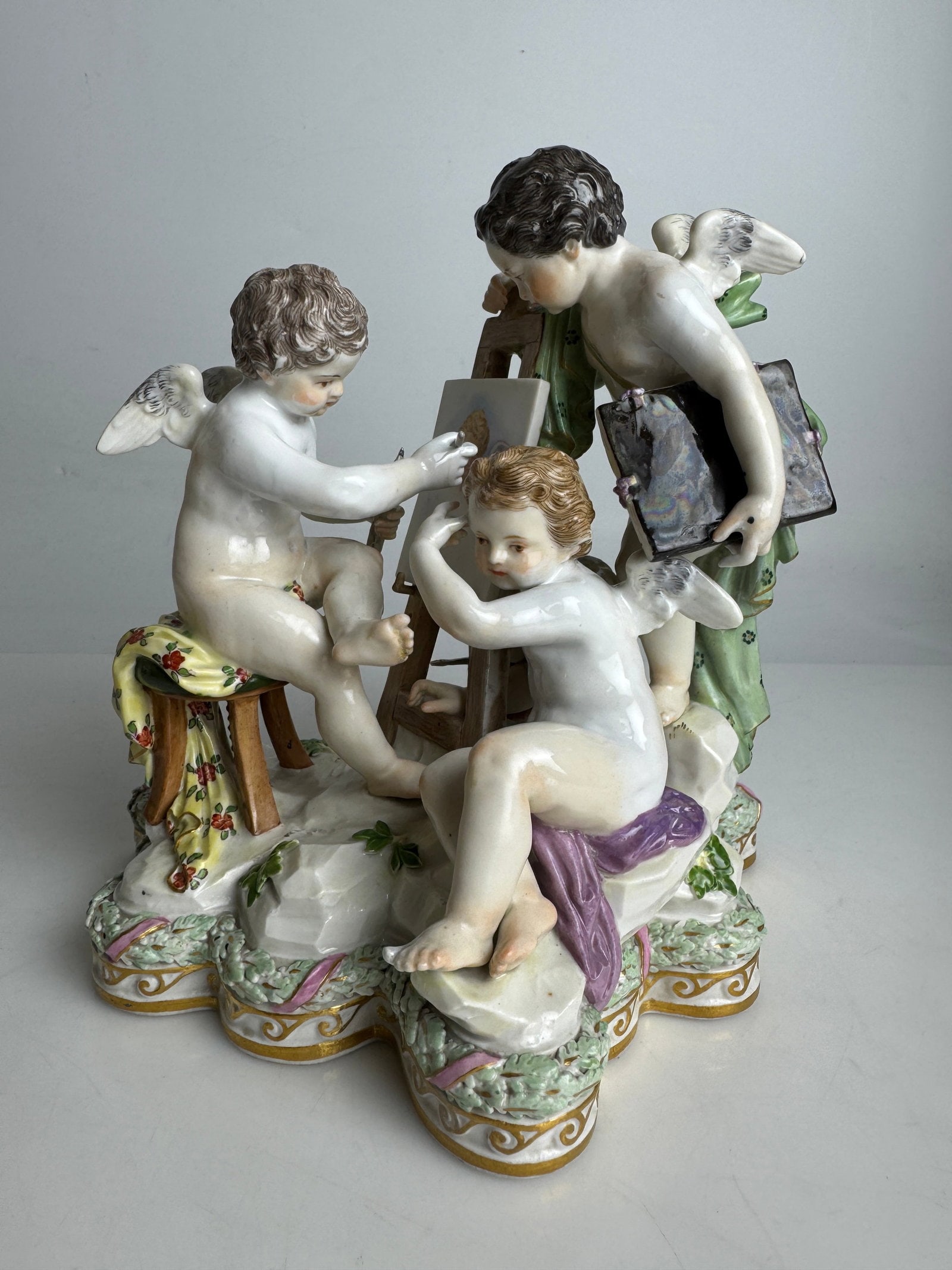 A LARGE 19TH C. MEISSEN GROUP DEPICTING ARTS: First quality. Measures 8 inches h. No breaks, or cracks . Estimate $1500-2000