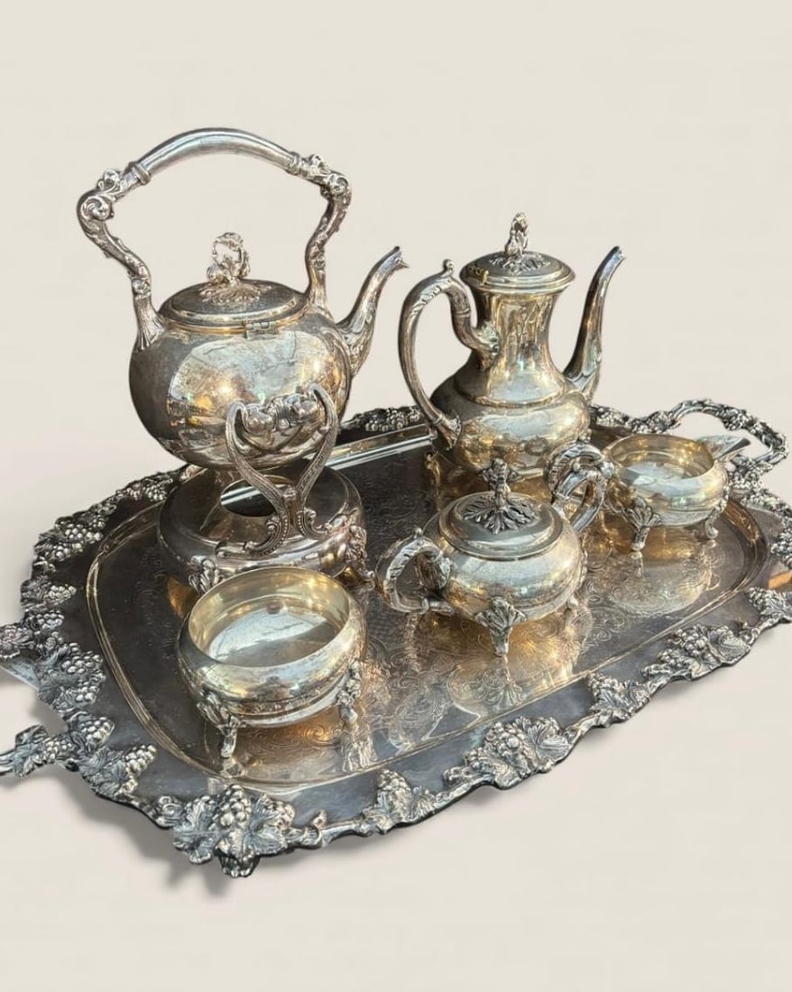 ANTIQUE SILVER PLATED TEA SET (1 of 1)