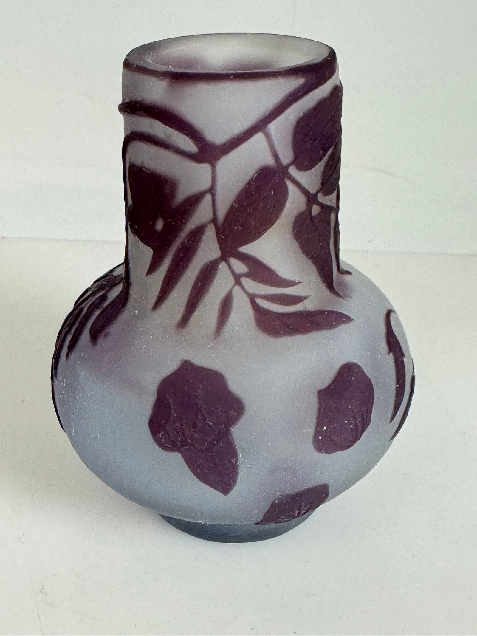GALLE GLASS VASE: Circa 1900. Measures 3.5 inches tall. In excellent condition. Estimate $600-800