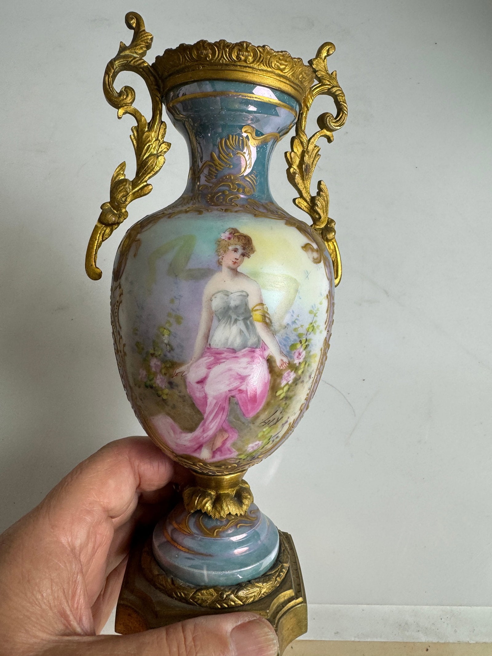 19TH C. SEVRE STYLE ORMOLU MOUNTED VASE - 4