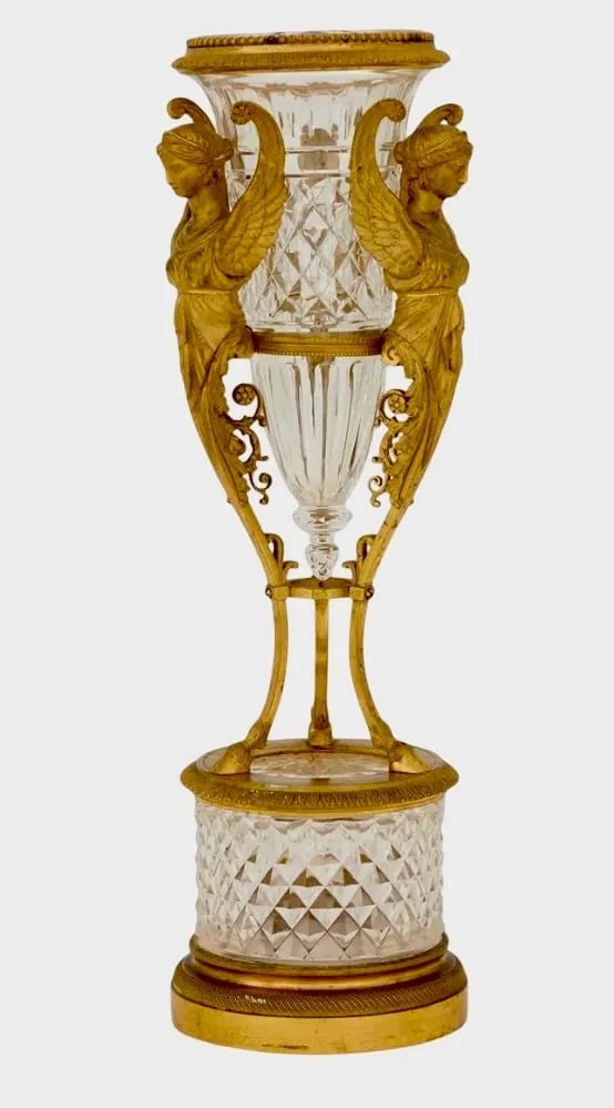 A MAGNIFICENT ORMOLU MOUNTED BACCARAT VASE: Circa 1900. Measures 15.5 inches tall. In good condition. Estimate $2500-3000