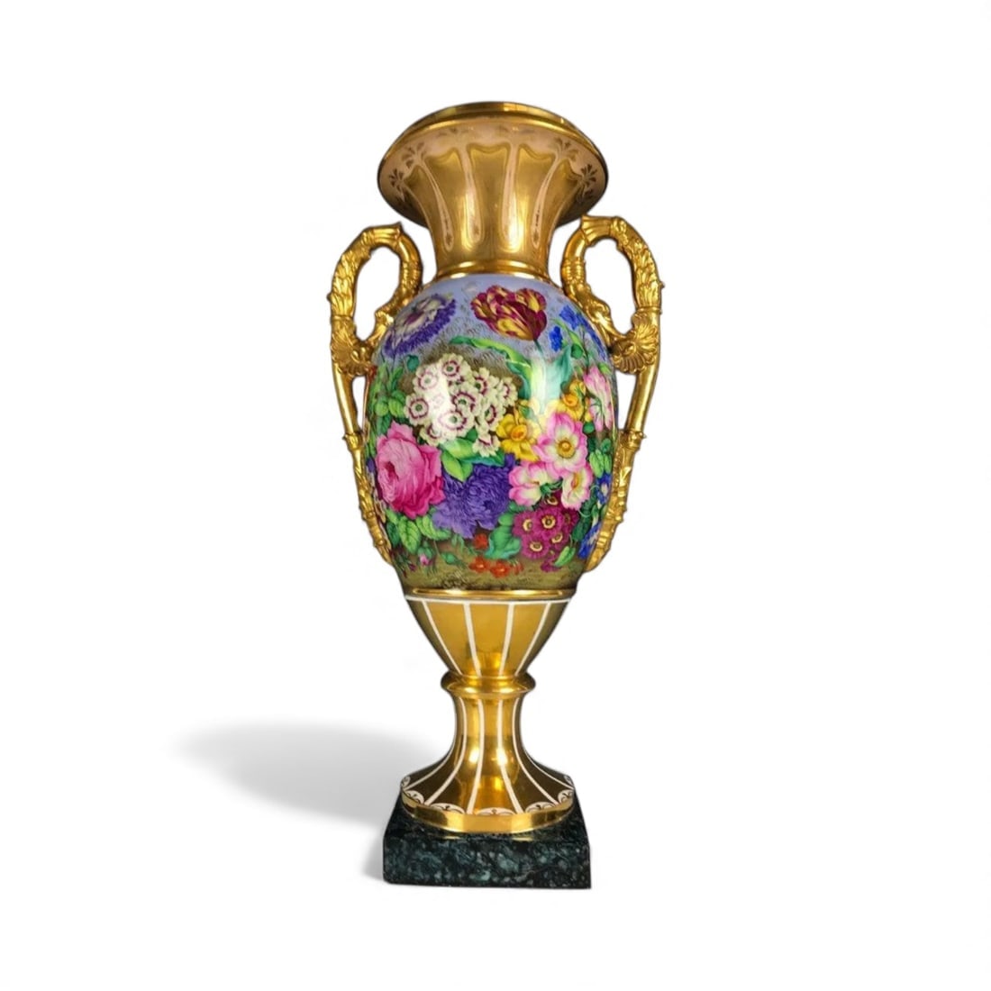 19TH C.EMPIRE STYLE SCHLAGEN WALT PORCELAIN VASE: Very rare vase made by Rippert and Hass. Measures 22 inches high. In mint condition. Estimate $10.000-12.000