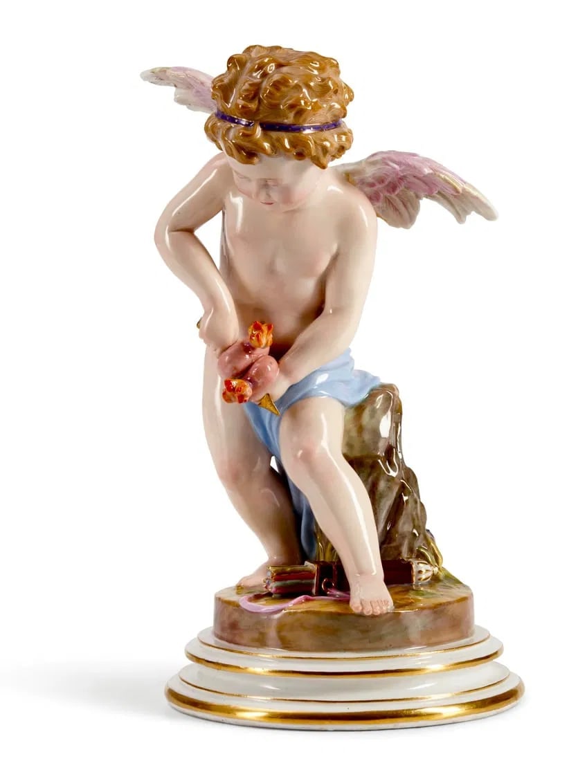 A LARGE 19TH C. MEISSEN CHERUB: First quality. Measures 10.5 inches high. Estimate $2000-2500