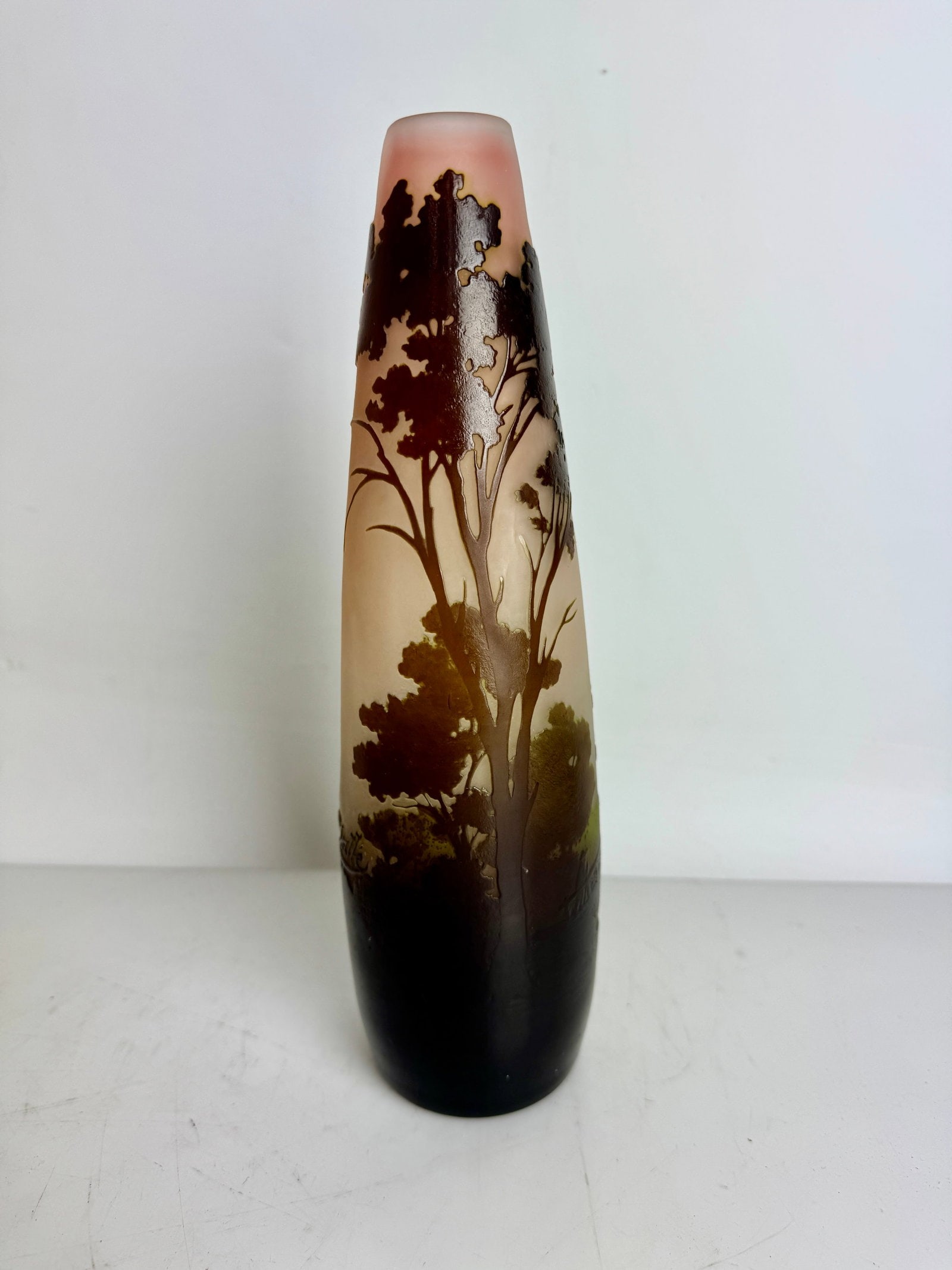 GALLE VASE CIRCA 1900.: Signed Galle. Measures 10” high. In good condition. Estimate $1500-2000