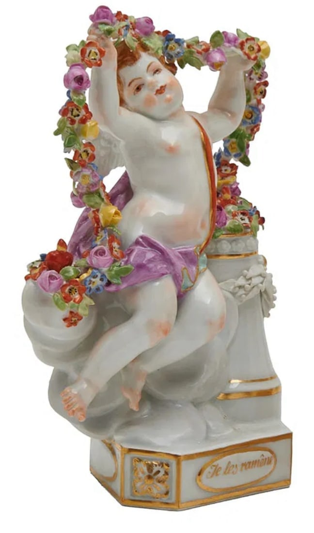 MEISSEN FIGURE OF A CHERUB: First quality. Measures 6 inches h. In excellent condition. Estimate $1000-1200