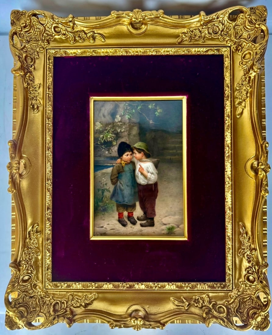 19TH C. BERLIN KPM PORCELAIN PLAQUE: Porcelain plaque measures 9.5 inches x 6.5 inches unframed. Good condition. Estimate $3000-4000