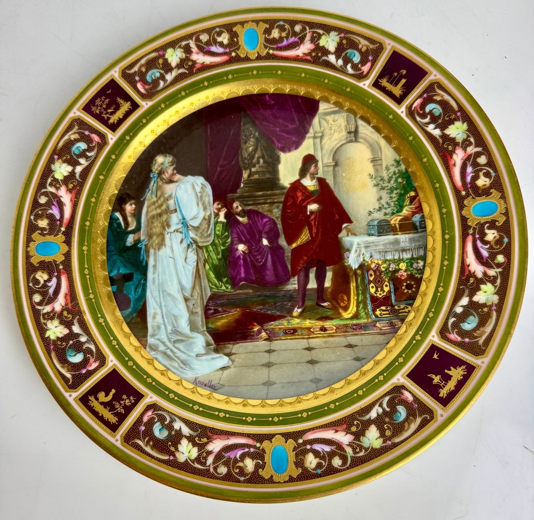 19TH C. ROYAL VIENNA PORCELAIN PLATE: Circa 1824. Measures 9.5” d. Stamped 24 , in good condition. Estimate $800-1000