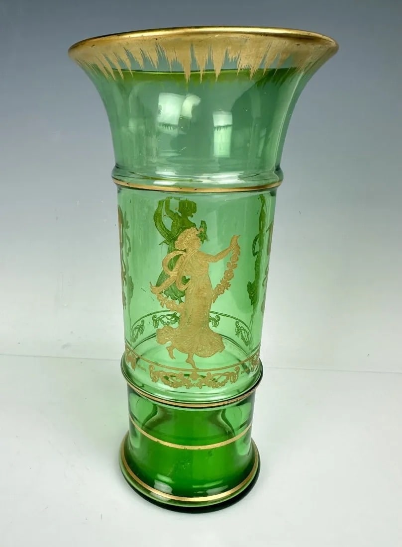 A SIGNED GILT SEVRES GLASS VASE: Circa 1900. Measures 10 inches high. In good antique condition. Estimate $500-600