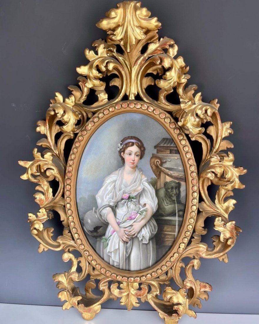 A LARGE CONTINENTAL PORCELAIN PLAQUE: Circa 1900. Porcelain measures 14 x 10 inches unframed. Artist signed. Good antique.Estimate $2,500-3.000