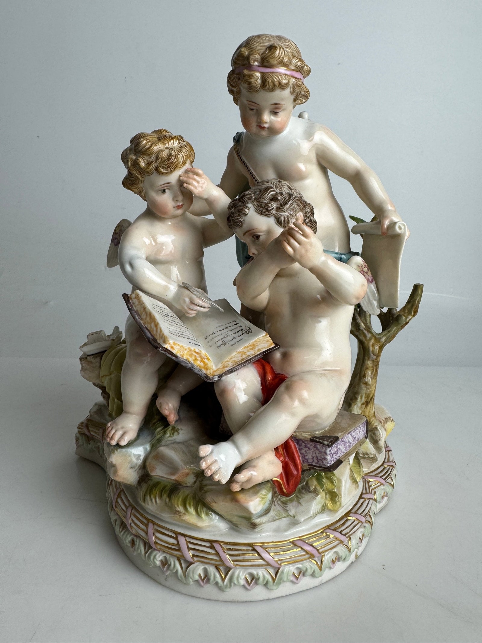 A LARGE 19TH C. MEISSEN GROUP DEPICTING ARTS: First quality. Measures 9 inches h. No breaks, or cracks . Estimate $1500-2000