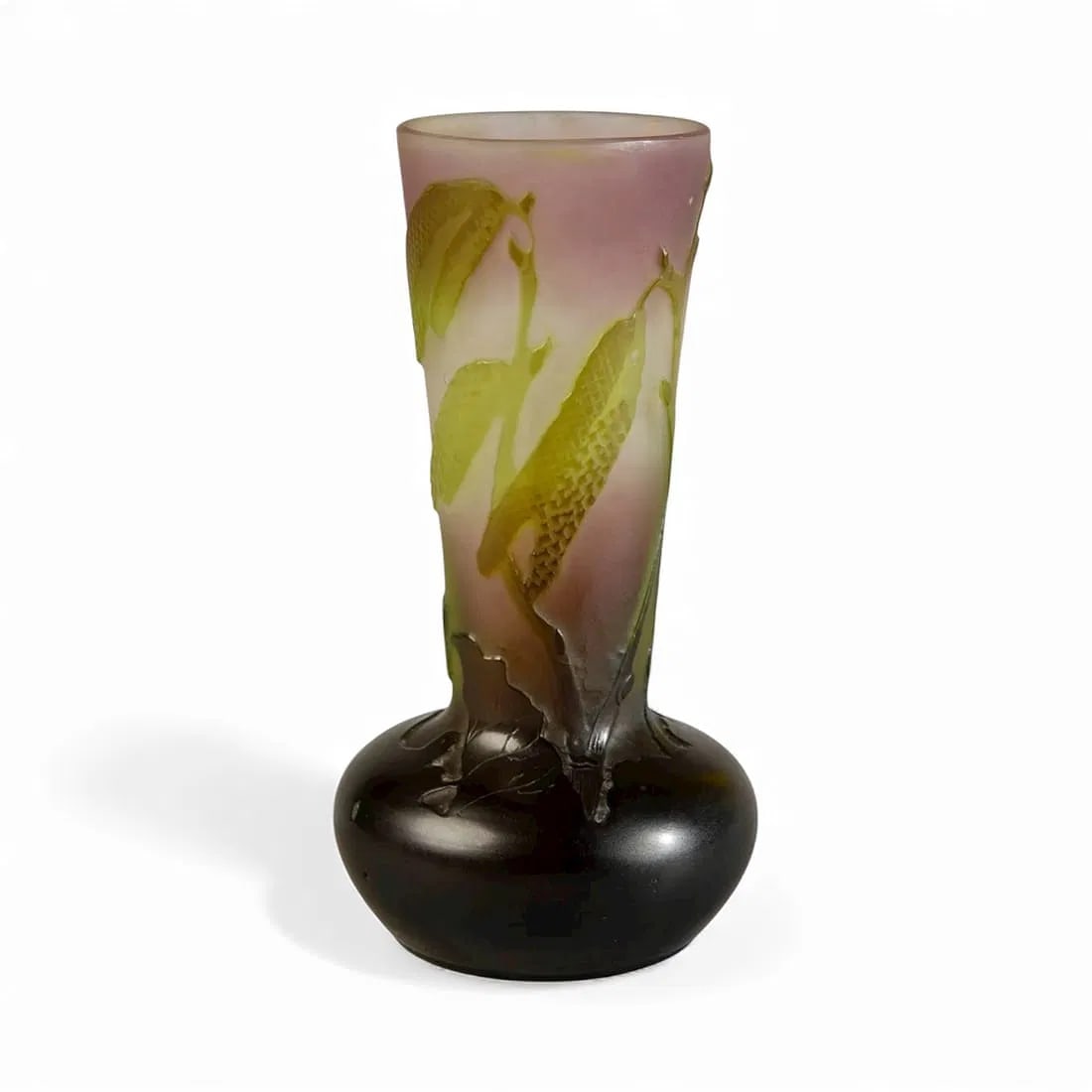 SIGNED GALLE VASE CIRCA 1900: Measures 4.75 inches high. In good condition. Estimate $800-1000