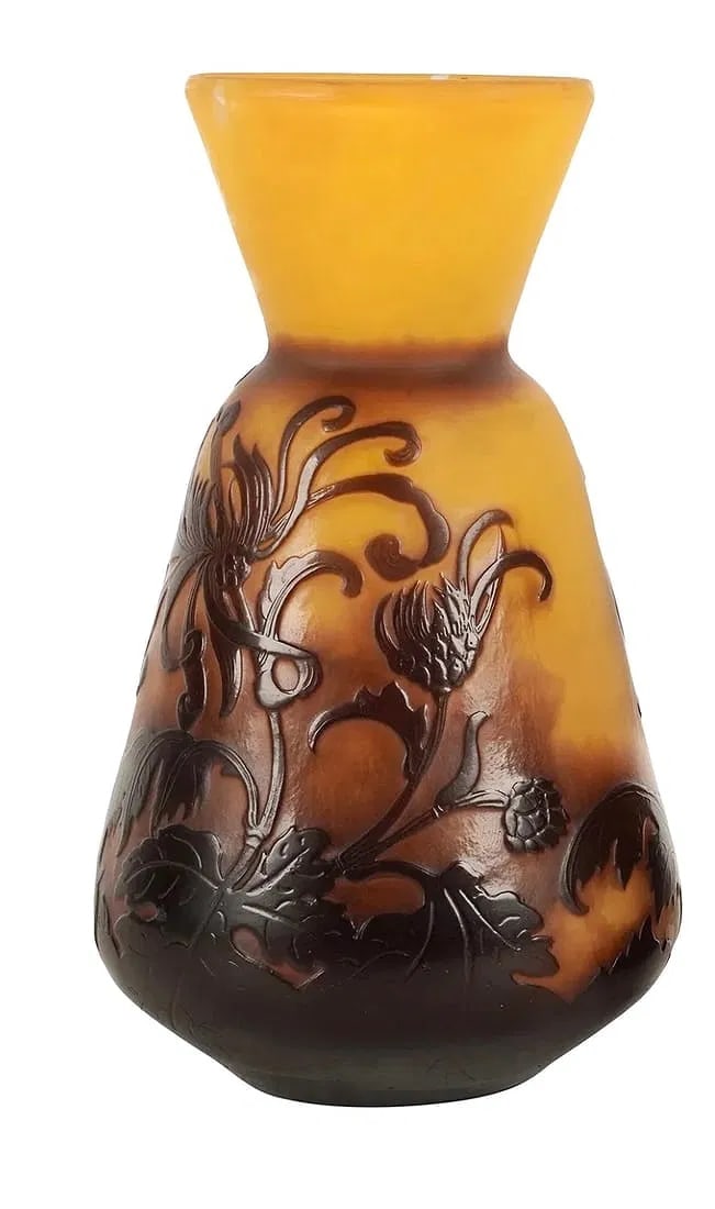 GALLE VASE CIRCA 1900: Measures 6.5 inches tall . In good condition. Estimate $600-800
