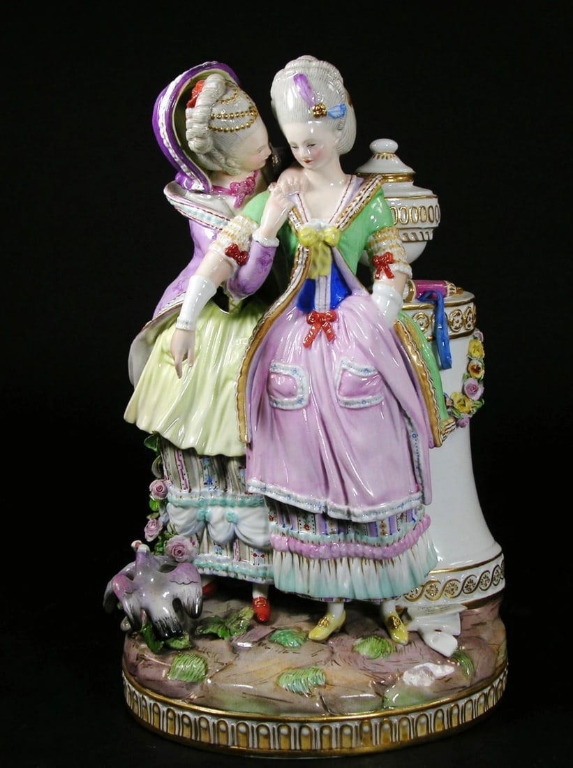19TH C. MEISSEN GROUP: First quality cross swords mark. Measures 9” high. In excellent condition. Estimate $1200-1500