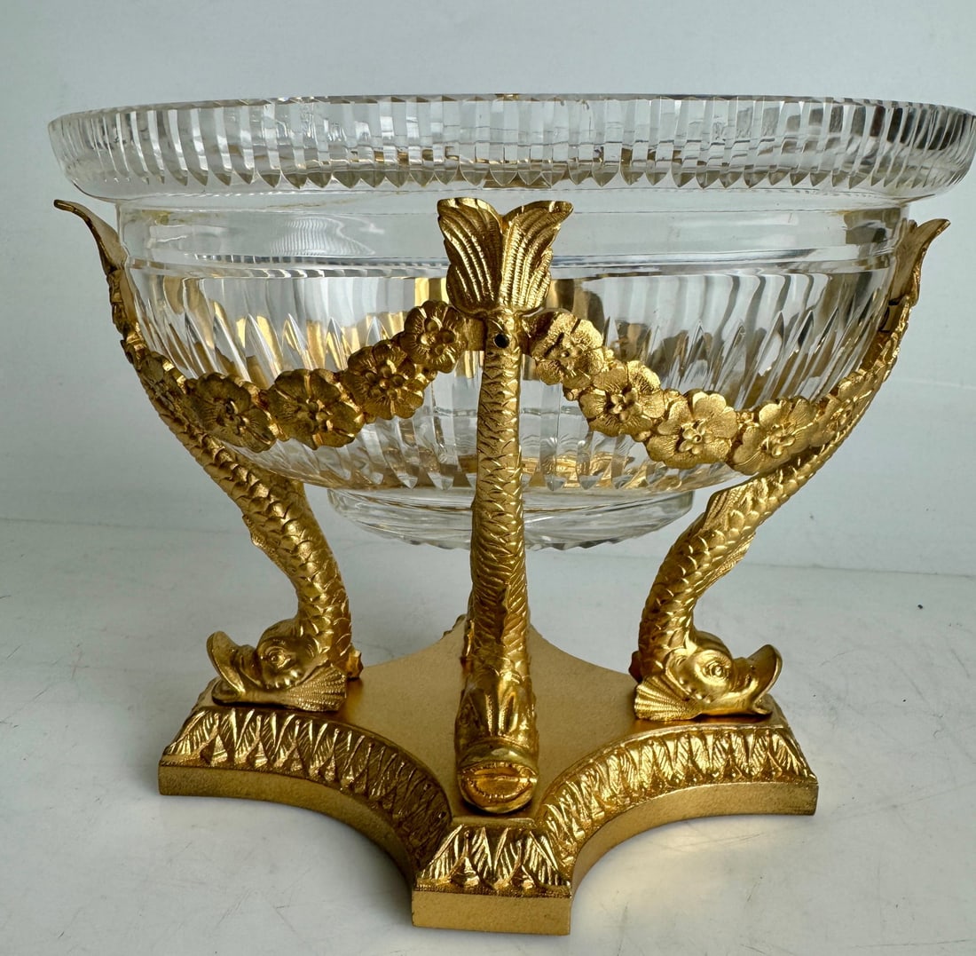 ORMOLU AND BACCARAT CRYSTAL BOWL: Circa 1900. Measures 6.5 inches x 7 inches x 5 inches. In excellent condition. Estimate $800-1000