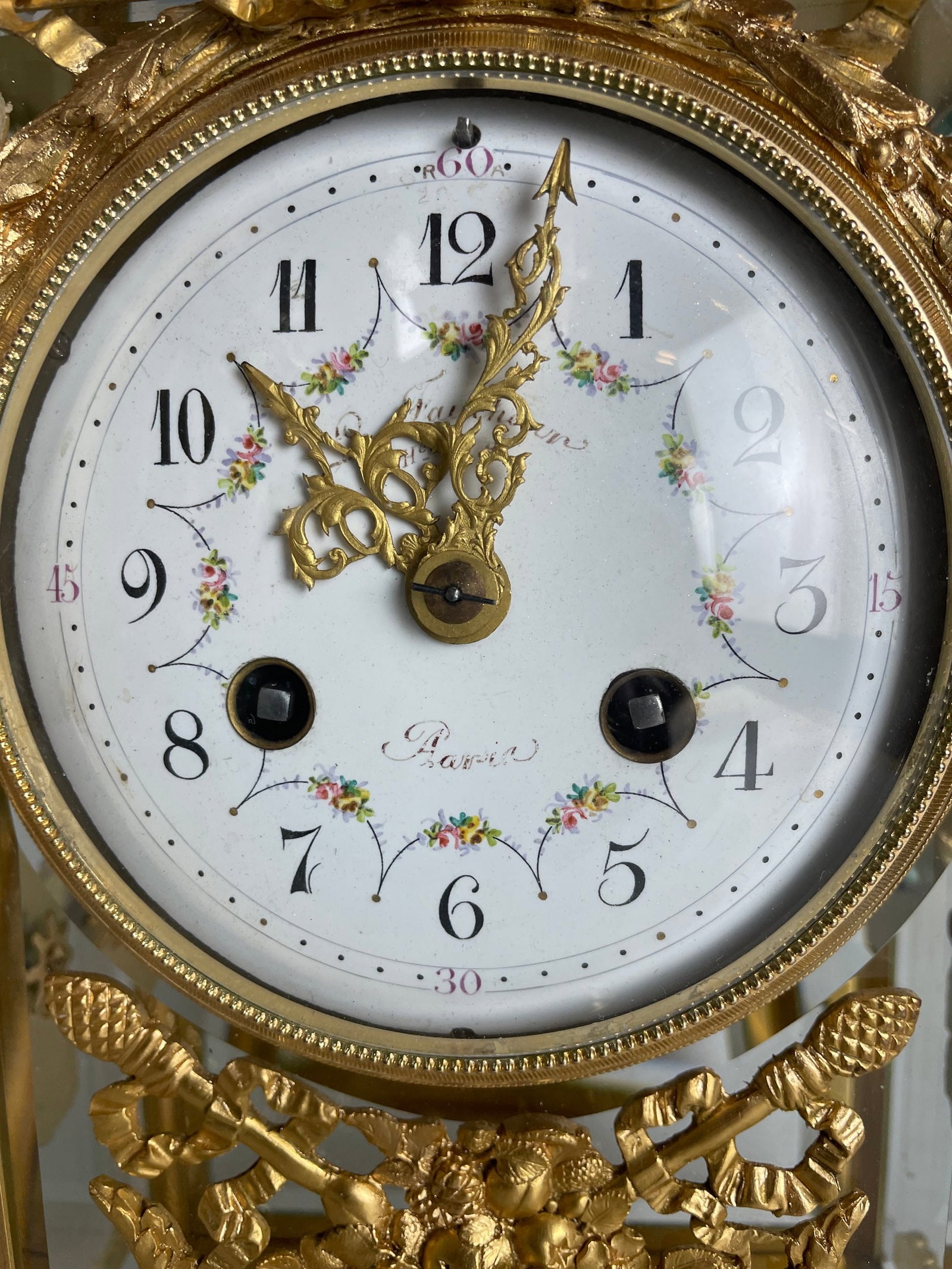 19TH C. ORMOLU MOUNTED MARBLE CLOCK - 2