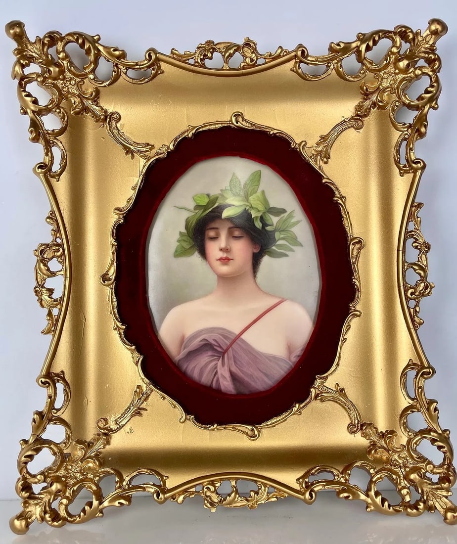 LARGE GERMAN PORCELAIN PLAQUE: Circa 1900. Porcelain measures 7 inches x 5 inches unframed. Estimate $1200-1500