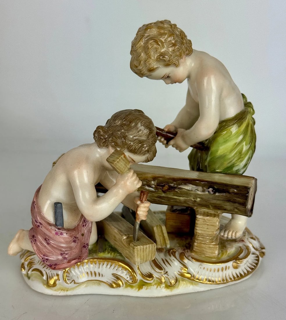 19TH C. MEISSEN GROUP OF TRADESMEN: First quality . Measures 4.5 inches l., 4.5 inches high. Good condition. Estimate $1200-1500