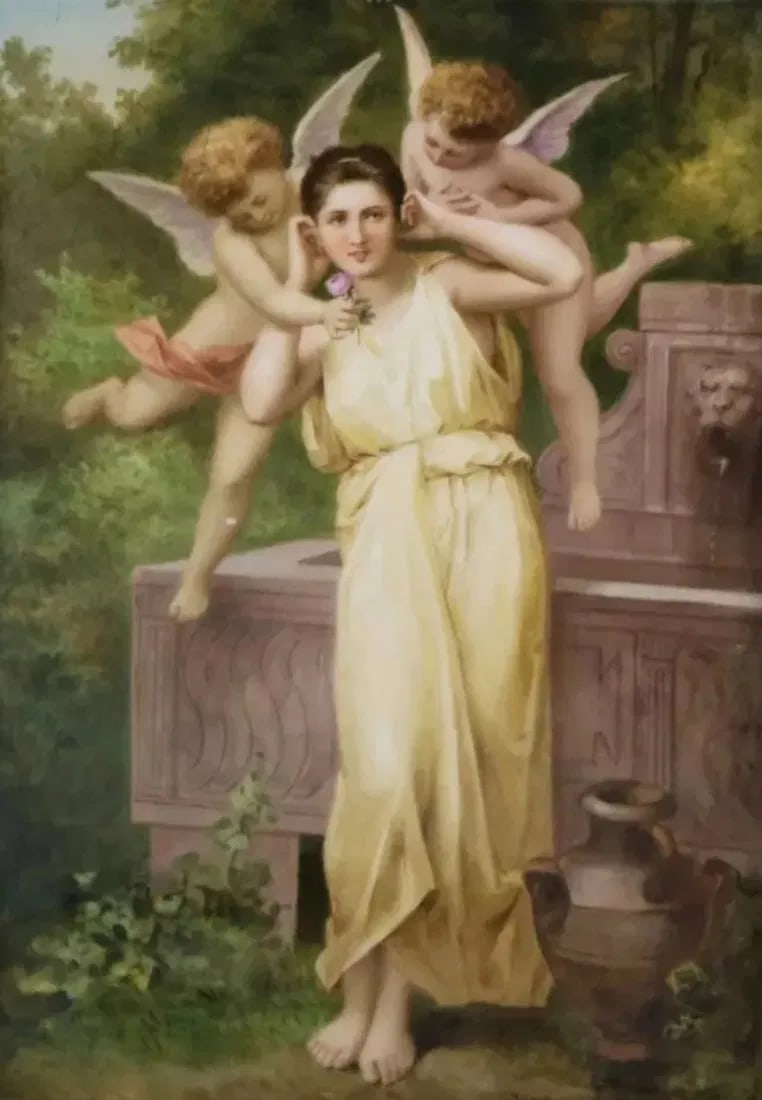 A LARGE ROYAL VIENNA PORCELAIN PLAQUE: Circa 1900. Measures. 12.5 inches x9 inches . Signed Jäger. Estimate $2500-5000