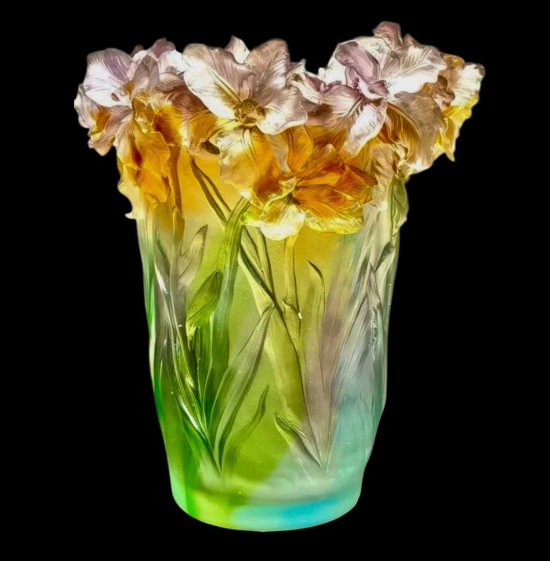 A LARGE LIMITED EDITION DAUM PATE DE VERRE VASE: Measures 9.5” h. In original box and excellent condition. Signed Daum France. No 26/198. Estimate $3500-4000