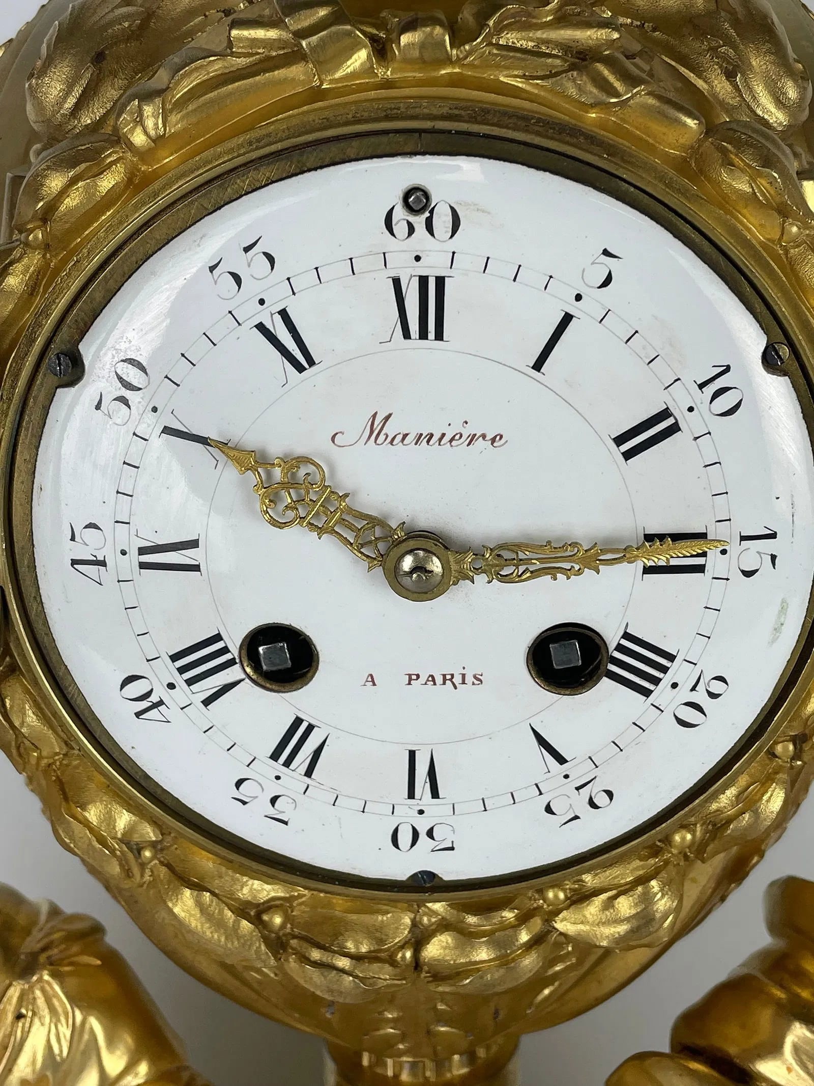 19TH C. BRONZE AND WHITE MARBLE FIGURAL CLOCK - 3