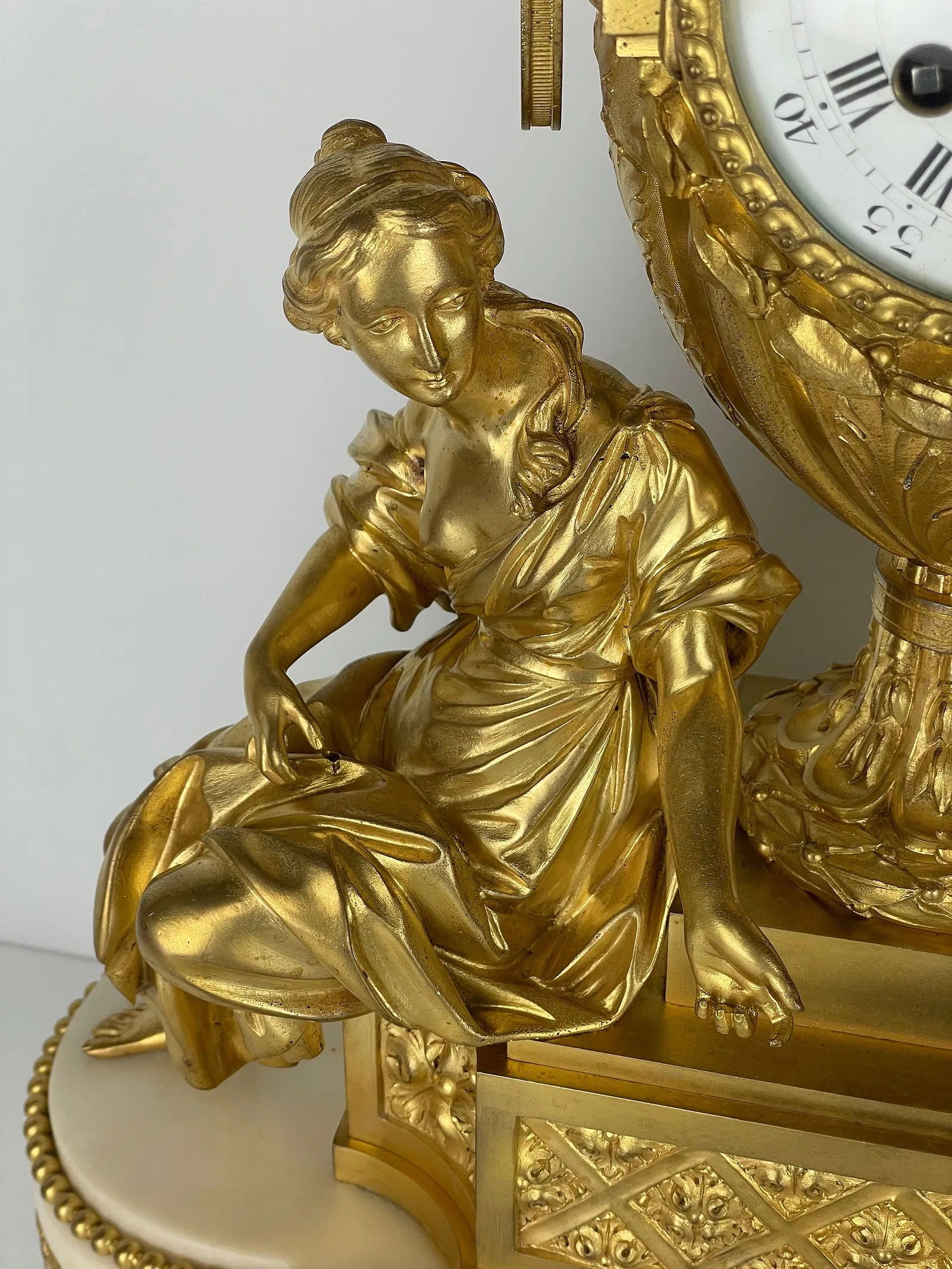 19TH C. BRONZE AND WHITE MARBLE FIGURAL CLOCK - 4