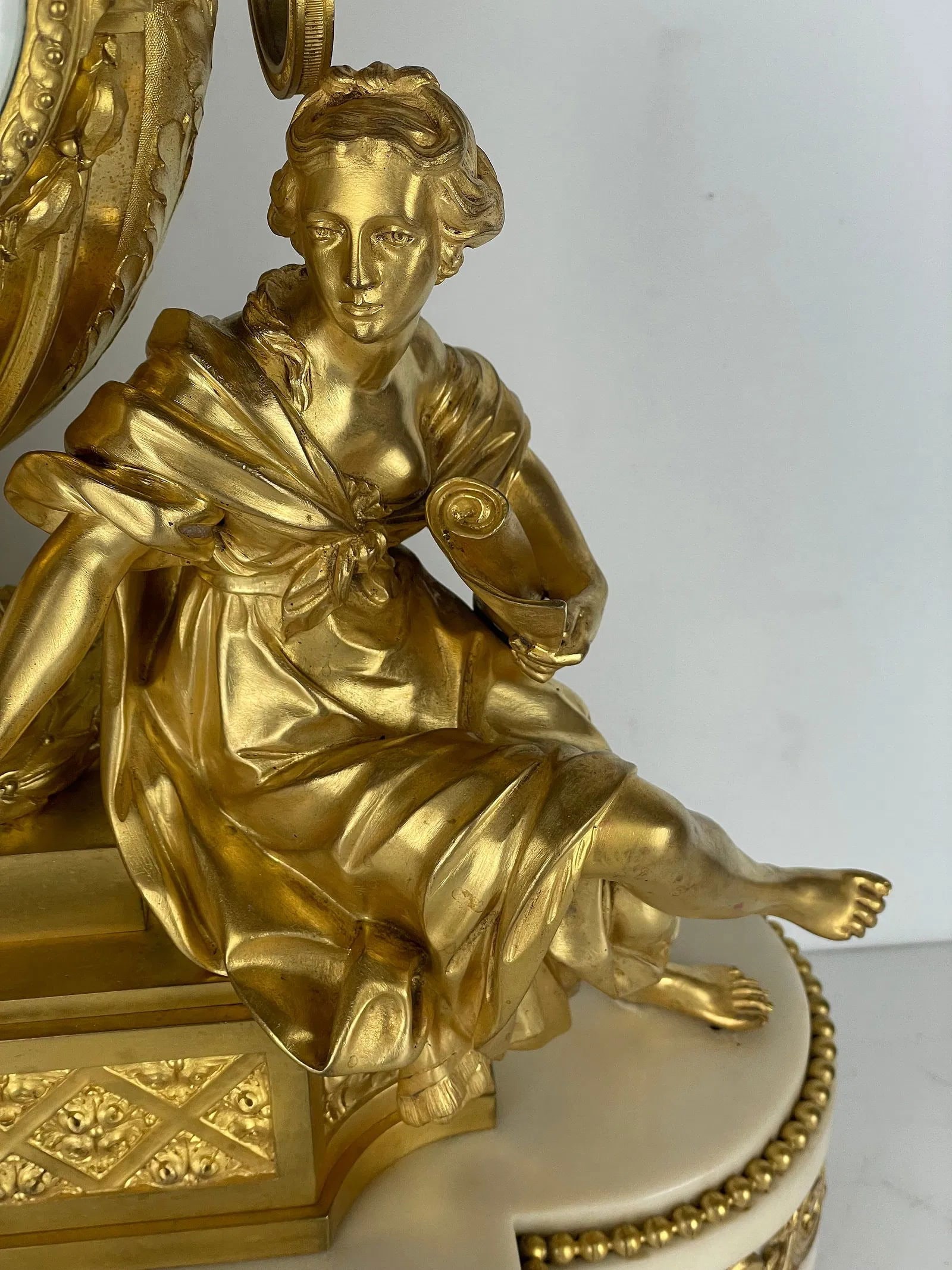 19TH C. BRONZE AND WHITE MARBLE FIGURAL CLOCK - 5