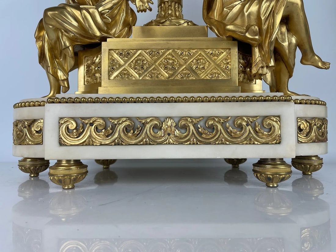 19TH C. BRONZE AND WHITE MARBLE FIGURAL CLOCK - 6