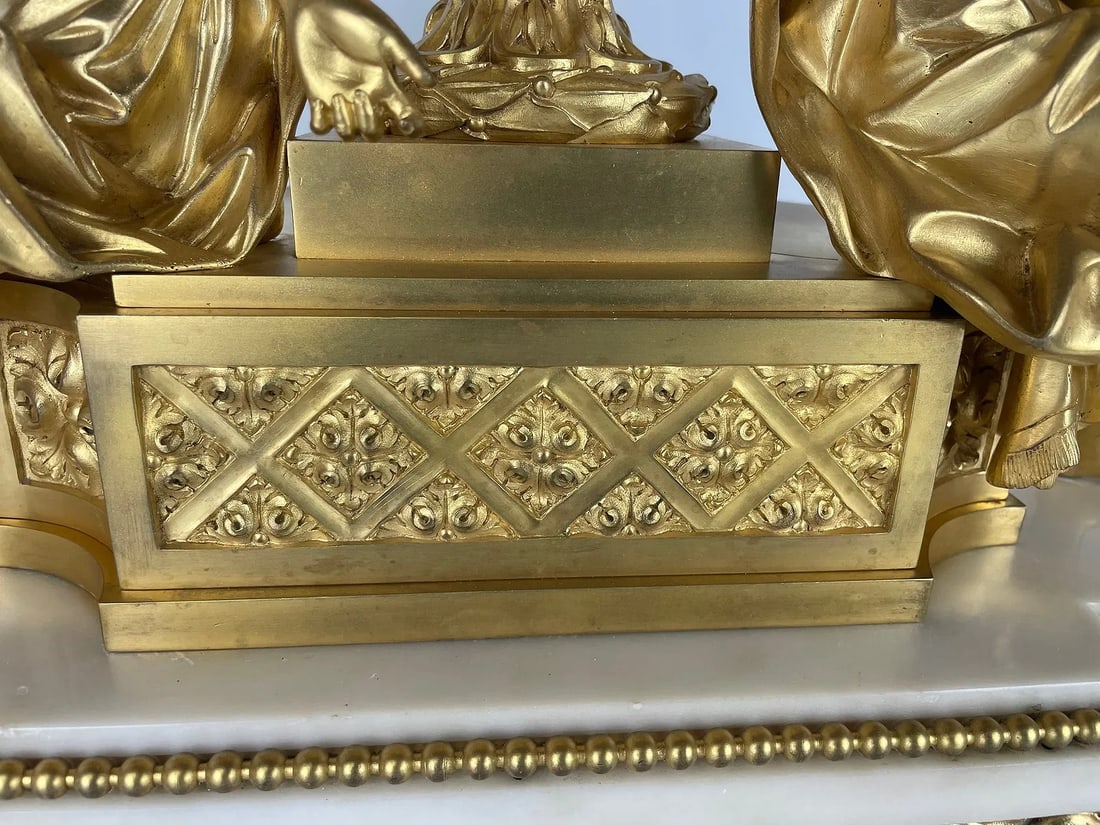 19TH C. BRONZE AND WHITE MARBLE FIGURAL CLOCK - 7