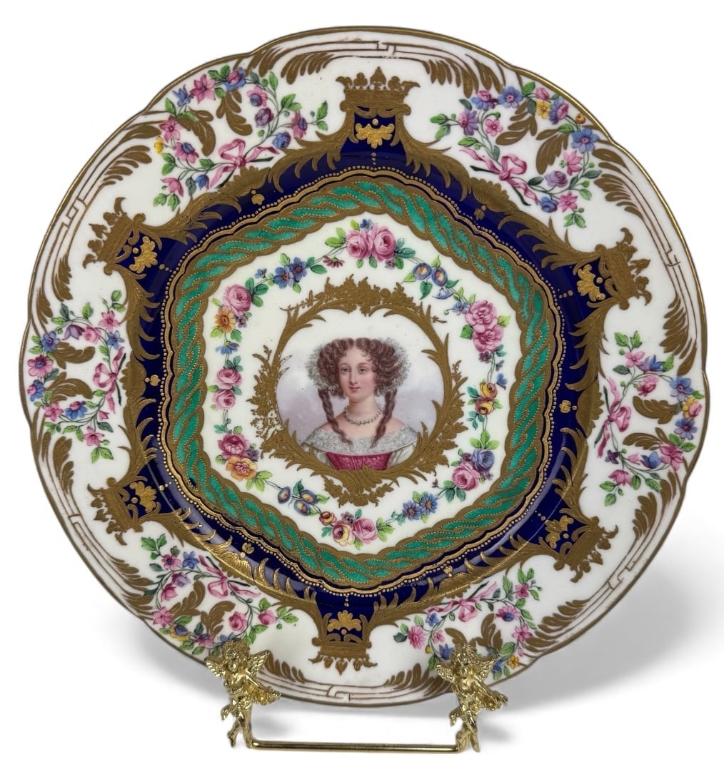 19TH C. SEVRES PLATE: Circa 1880. Measures 10 inches D. In overall good condition. Minor age related gold loss. Estimate $500-600Provenance. Sold Christie’s 1996