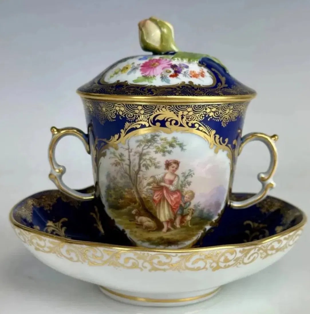 19TH C. MEISSEN CUP AND SAUCER: In perfect condition. Estimate $1500-2000