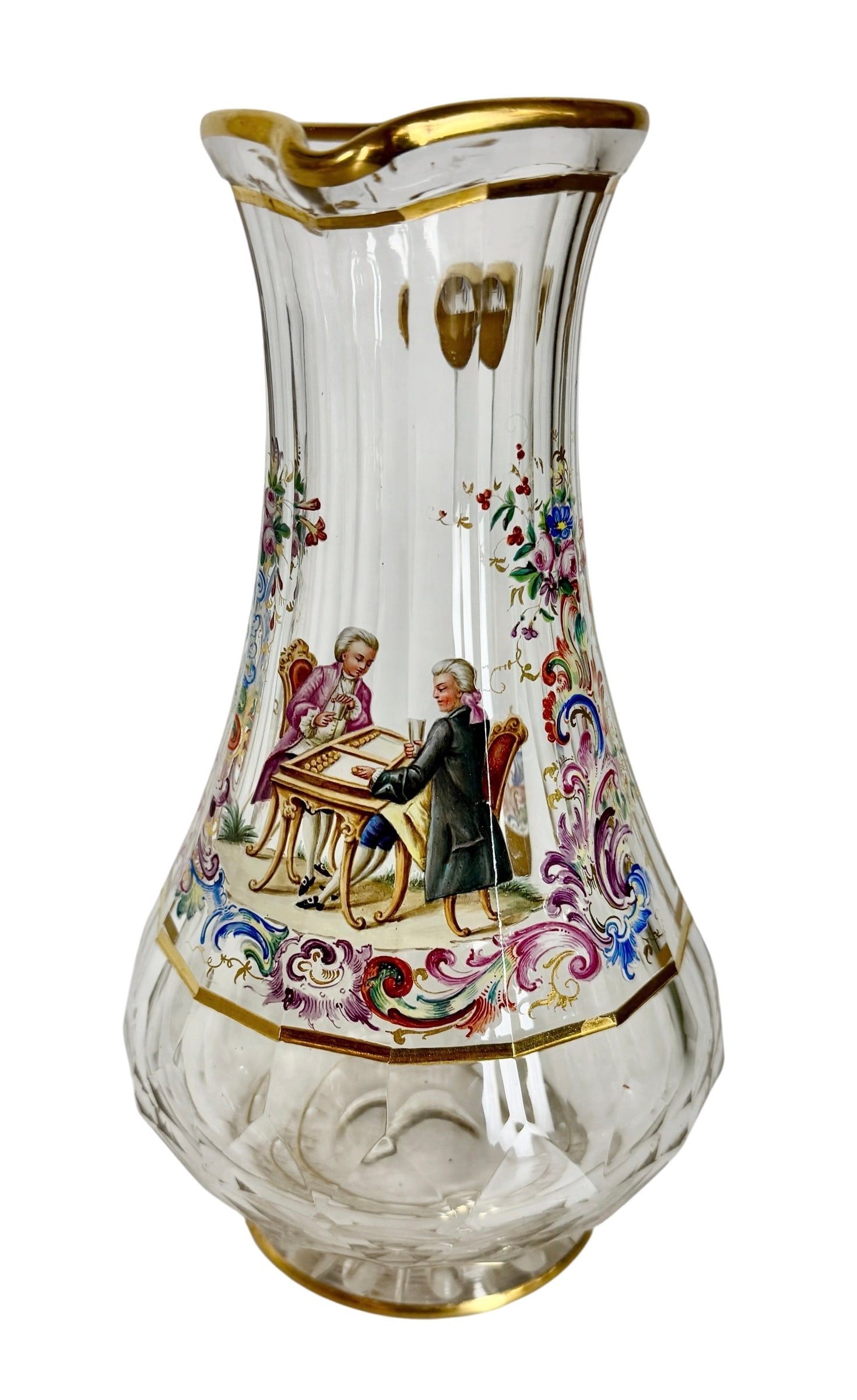 A LARGE SIGNED LOBMEYR ENAMELLED EWER: Circa 1900. Measures 10 inches h. In perfect condition. Estimate $1500-2000