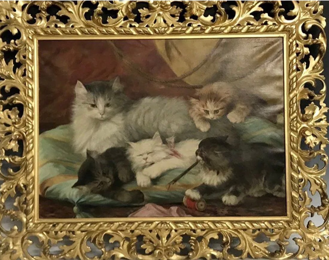 OIL PAINTING SIGNED LICINIO BARZANTI: ITALY 1857-1944); IMAGE 19 X 25 1/2 inches , FRAME 27 1/2 inches X 34 inches . Signed . Good condition , small loss to frame. Estimate $6.000-8.000