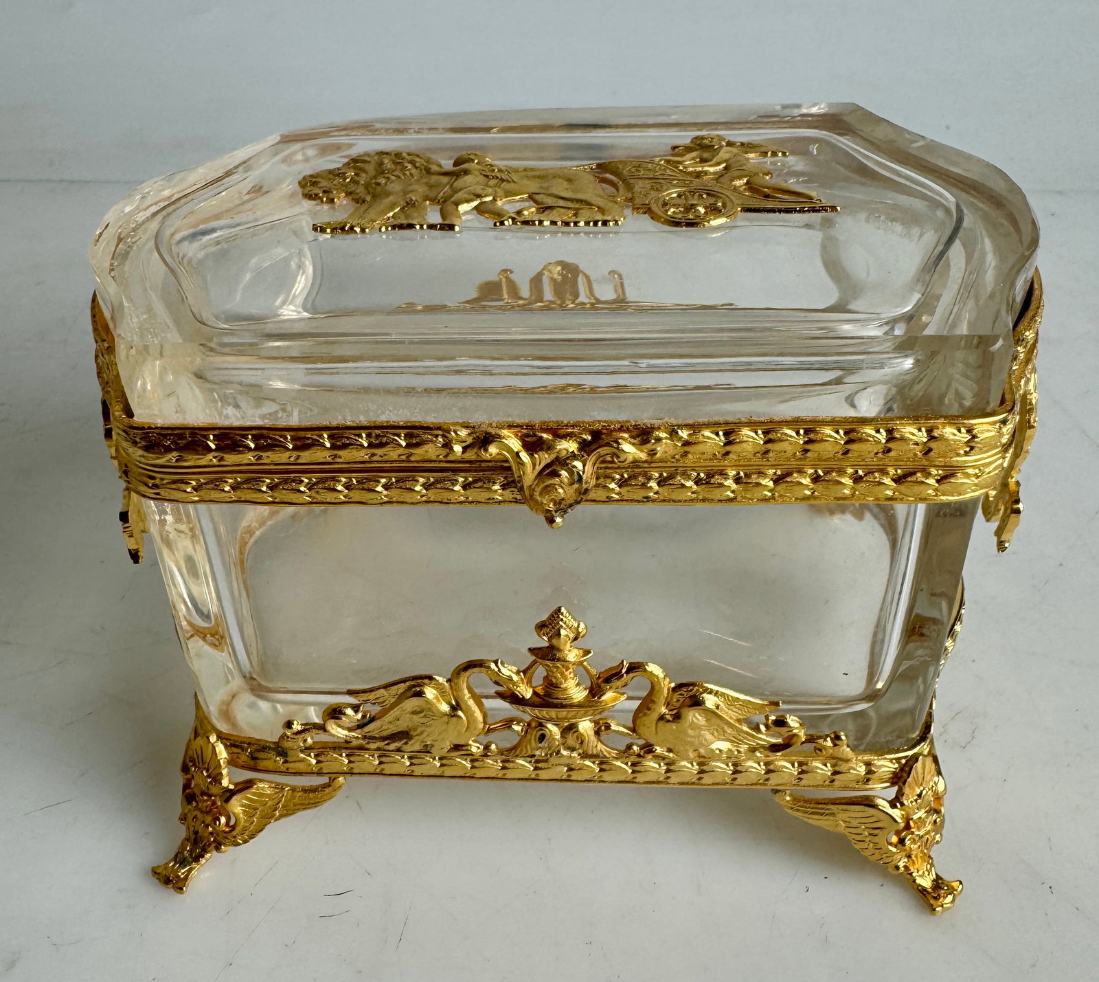 A MAGNIFICENT EMPIRE STYLE ORMOLU MOUNTED BACCARAT BOX (1 of 6)