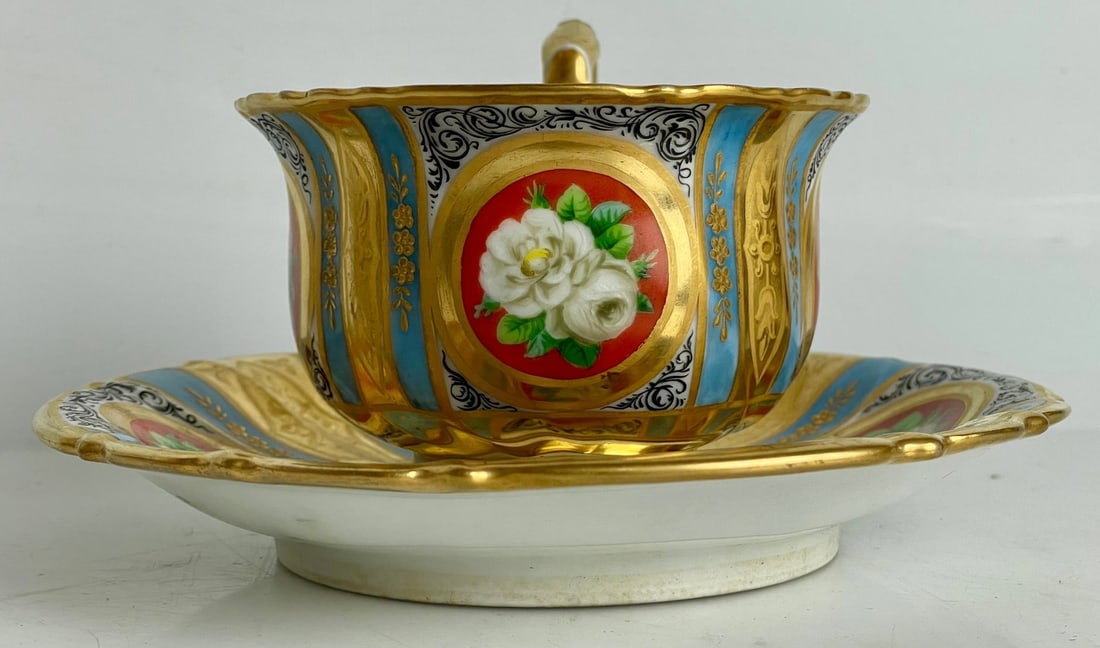 IMPERIAL ROYAL VIENNA CUP AND SAUCER: Circa 1846. Saucer 6.5” d. In excellent condition. Stamped beehive and 846. Estimate $1500-2000