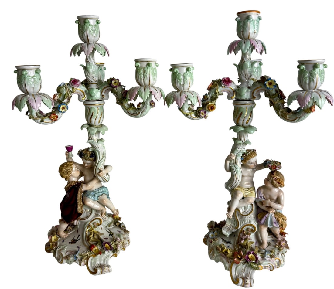 A PAIR OF 19TH C. MEISSEN CANDELABRA: First quality. Measures 16” high. In good condition. Estimate $2500-3000