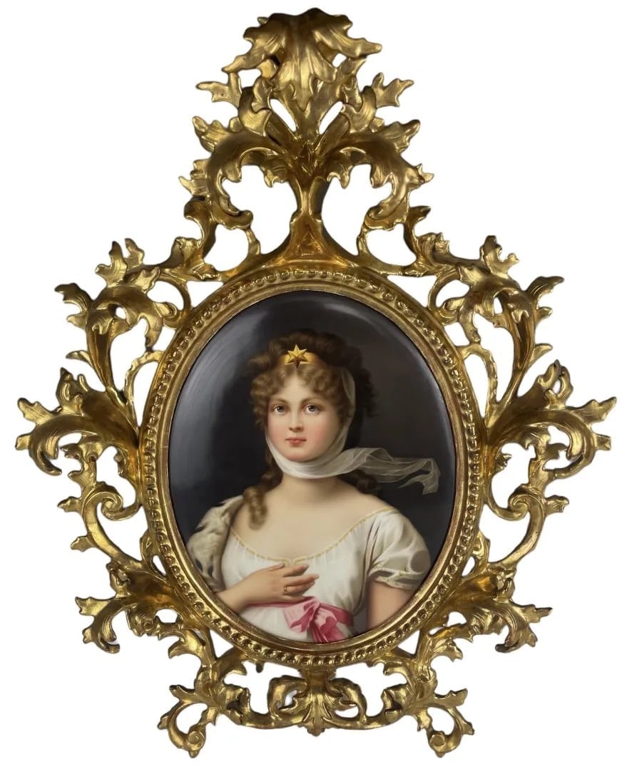 A LARGE BERLIN KPM PORCELAIN PLAQUE SIGNED WAGNER: Circa 1900. Signed Wagner. Porcelain plaque measures 10.5 inches x 8.5 inches out of frame. Estimate $3.000-4.000
