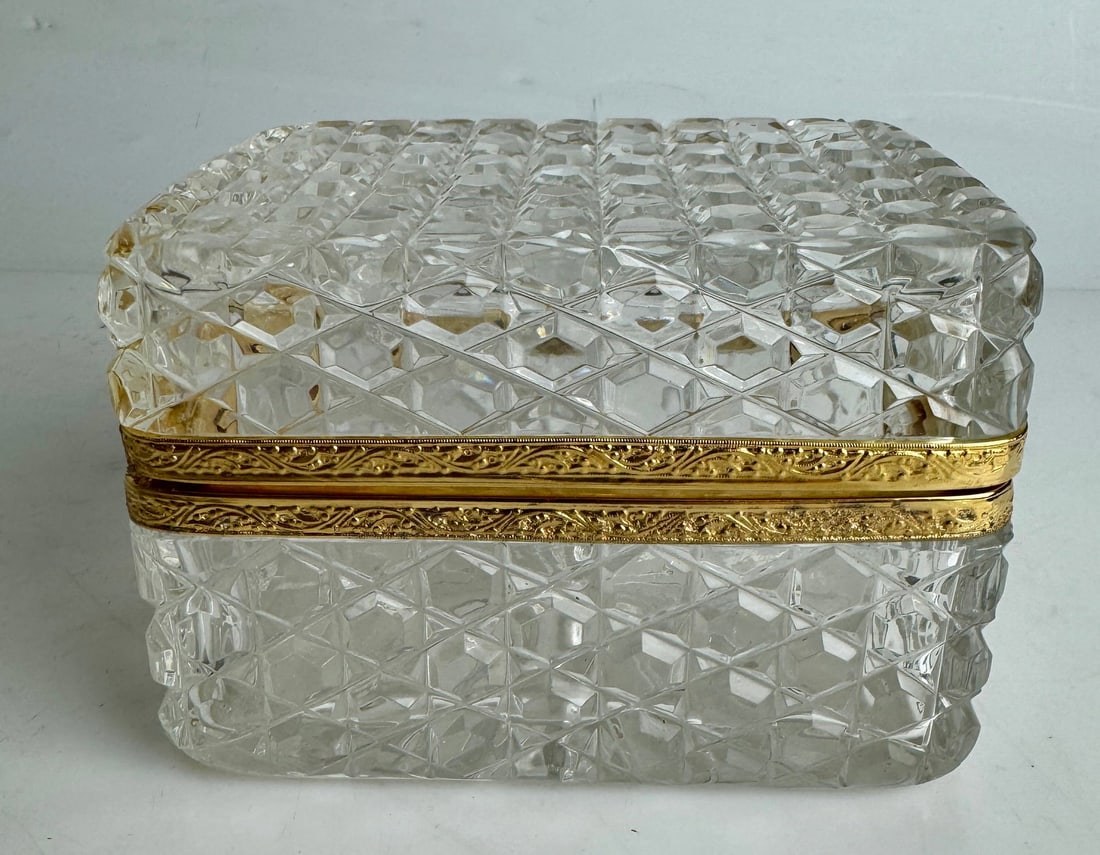 ORMOLU MOUNTED BACCARAT CRYSTAL BOX: Circa 1900. Measures 5x4x4 inches h. In excellent condition. Estimate $1200-1500