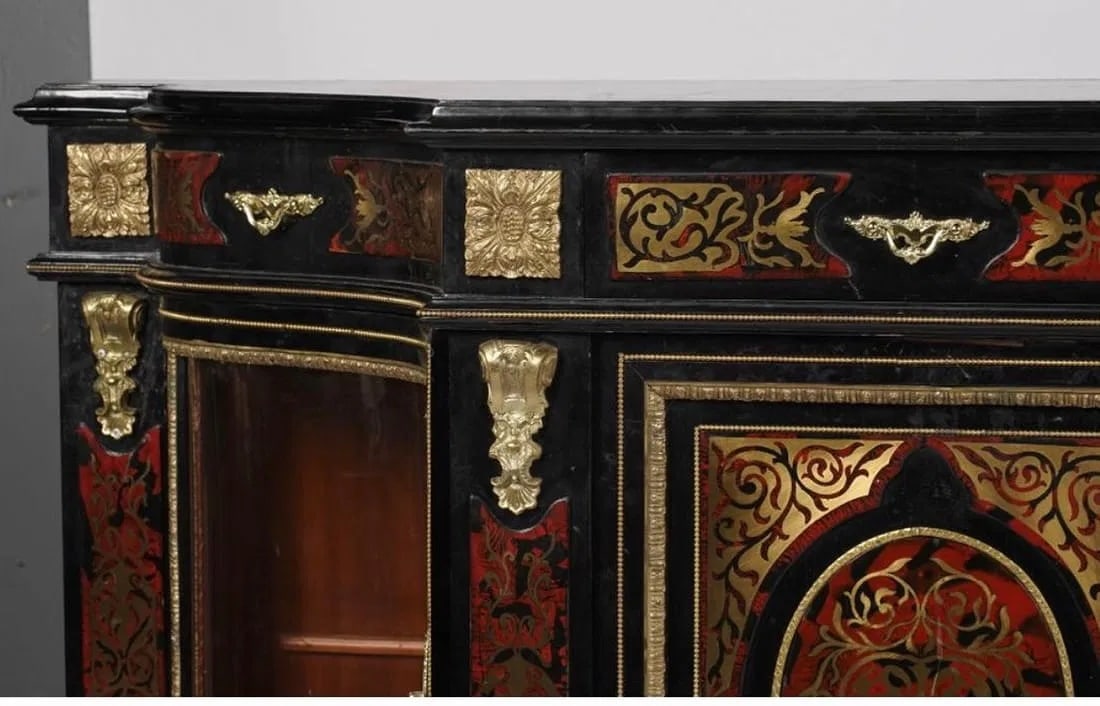 A LARGE BOULLE STYLE ORMOLU MOUNTED COMMODE AND MIRROR FRAME - 2
