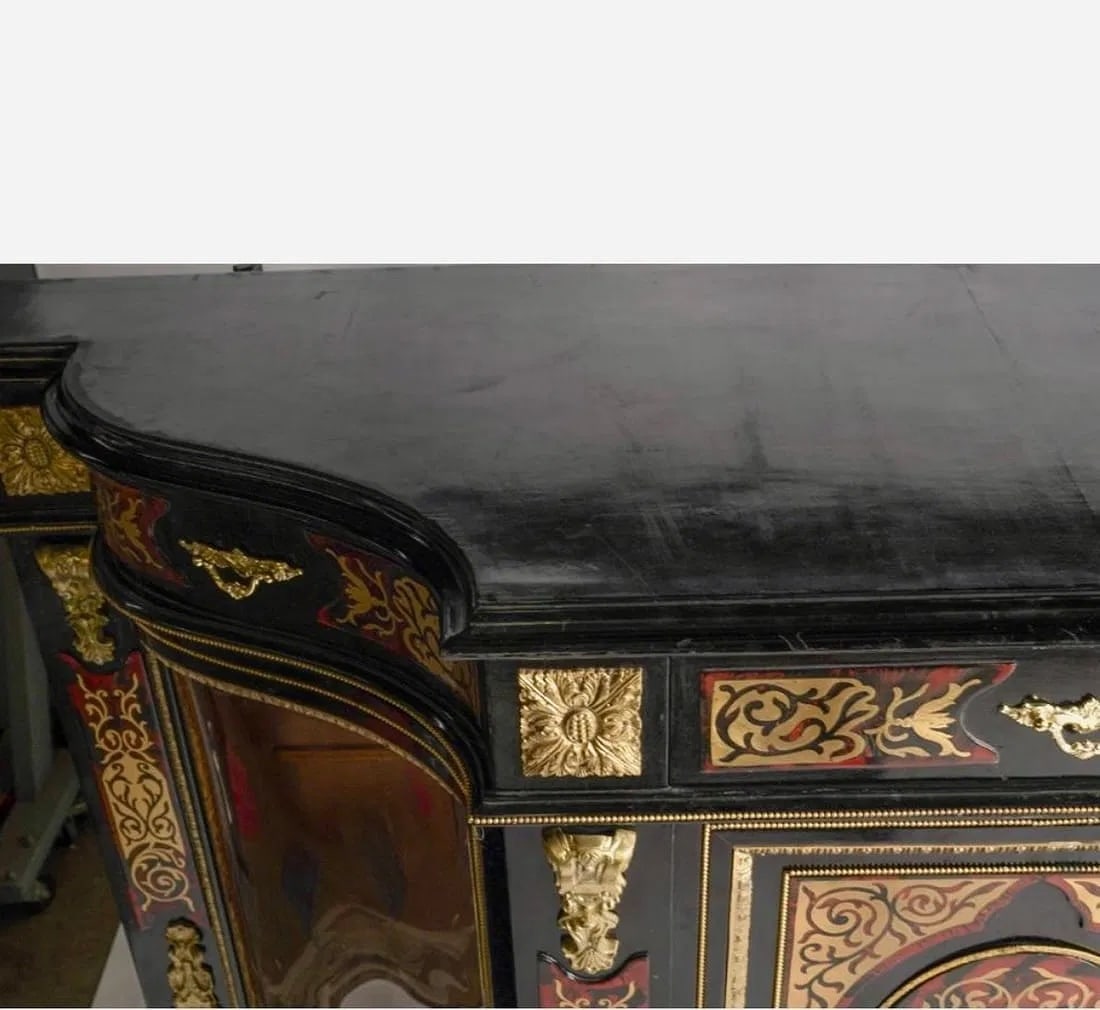 A LARGE BOULLE STYLE ORMOLU MOUNTED COMMODE AND MIRROR FRAME - 5