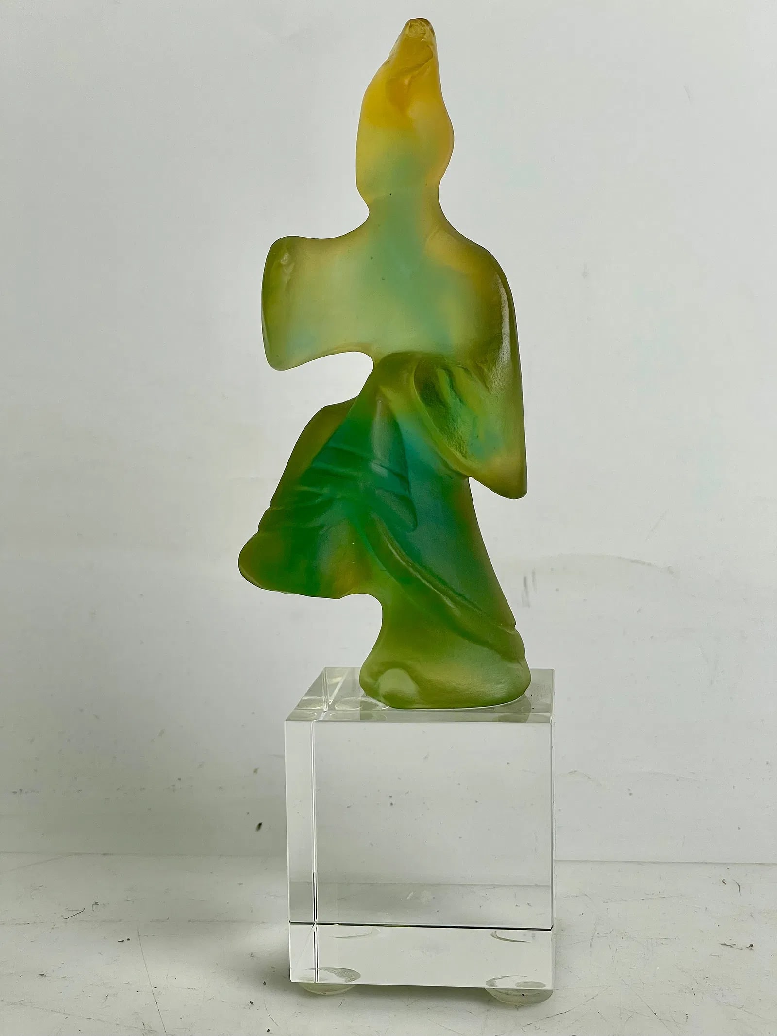 LIMITED ADITION DAUM PATE DE VERRE DANCING MONK: Daum limited-edition, Moine Dansant (DancingMonk) pâte de verre glass sculpture.numbered 383/488. In excellent condition. Estimate $3000/4000