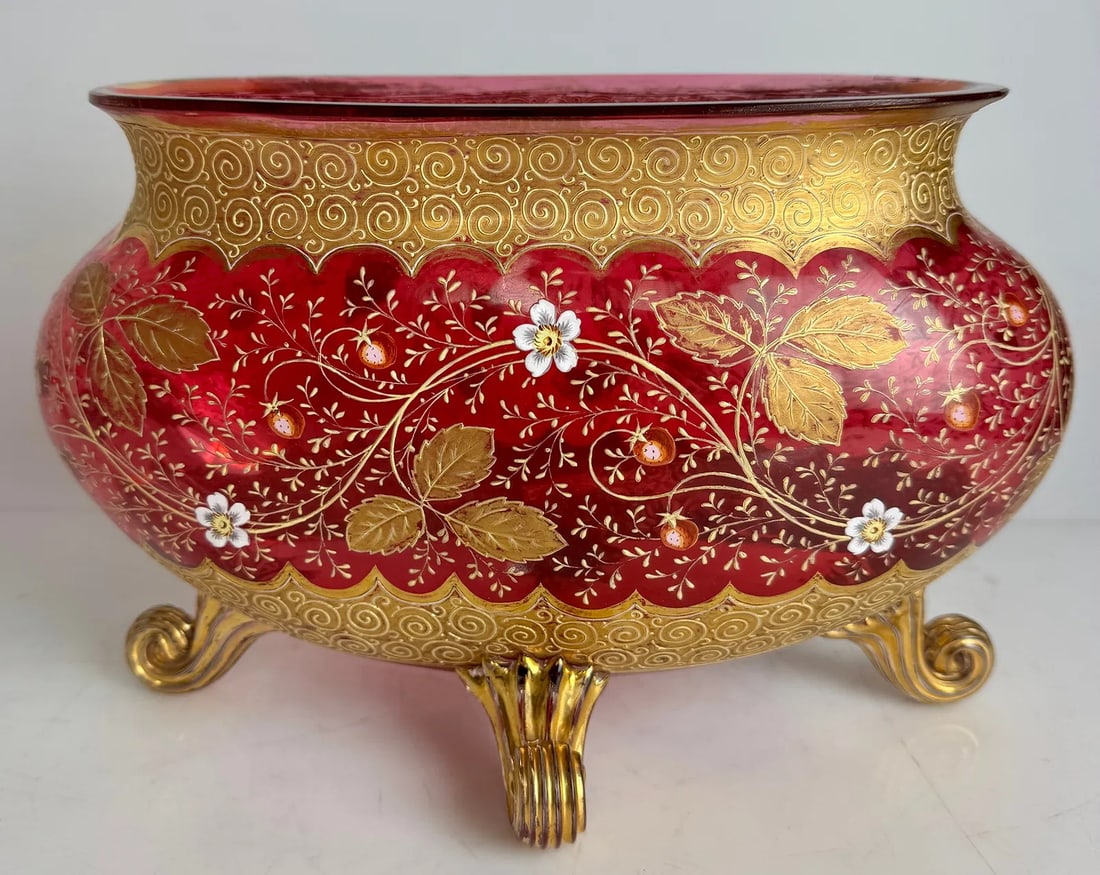 A LARGE GILT AND ENAMELLED MOSER VASE (1 of 3)