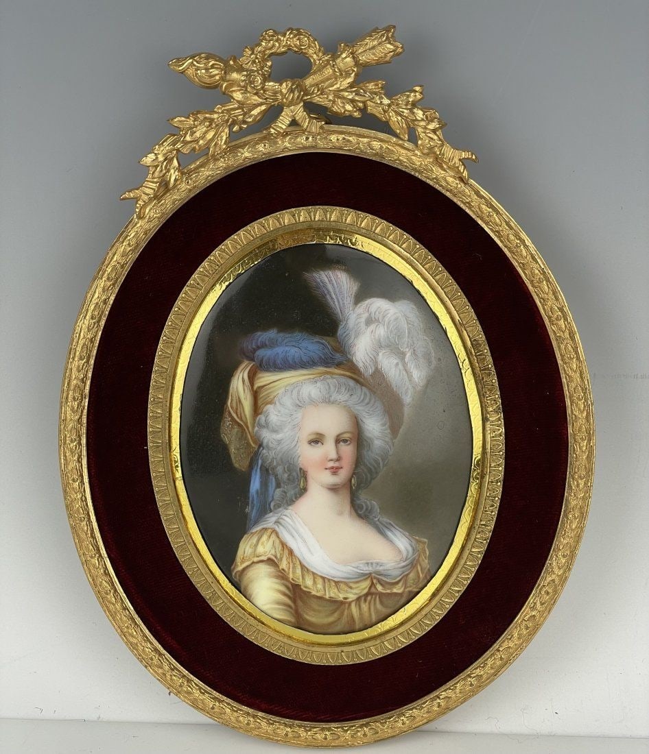 GERMAN PORCELAIN PLAQUE WITH A DORE BRONZE FRAME: Circa 1900. Porcelain measures 5 x 4 inches. Good condition. Estimate $600-800