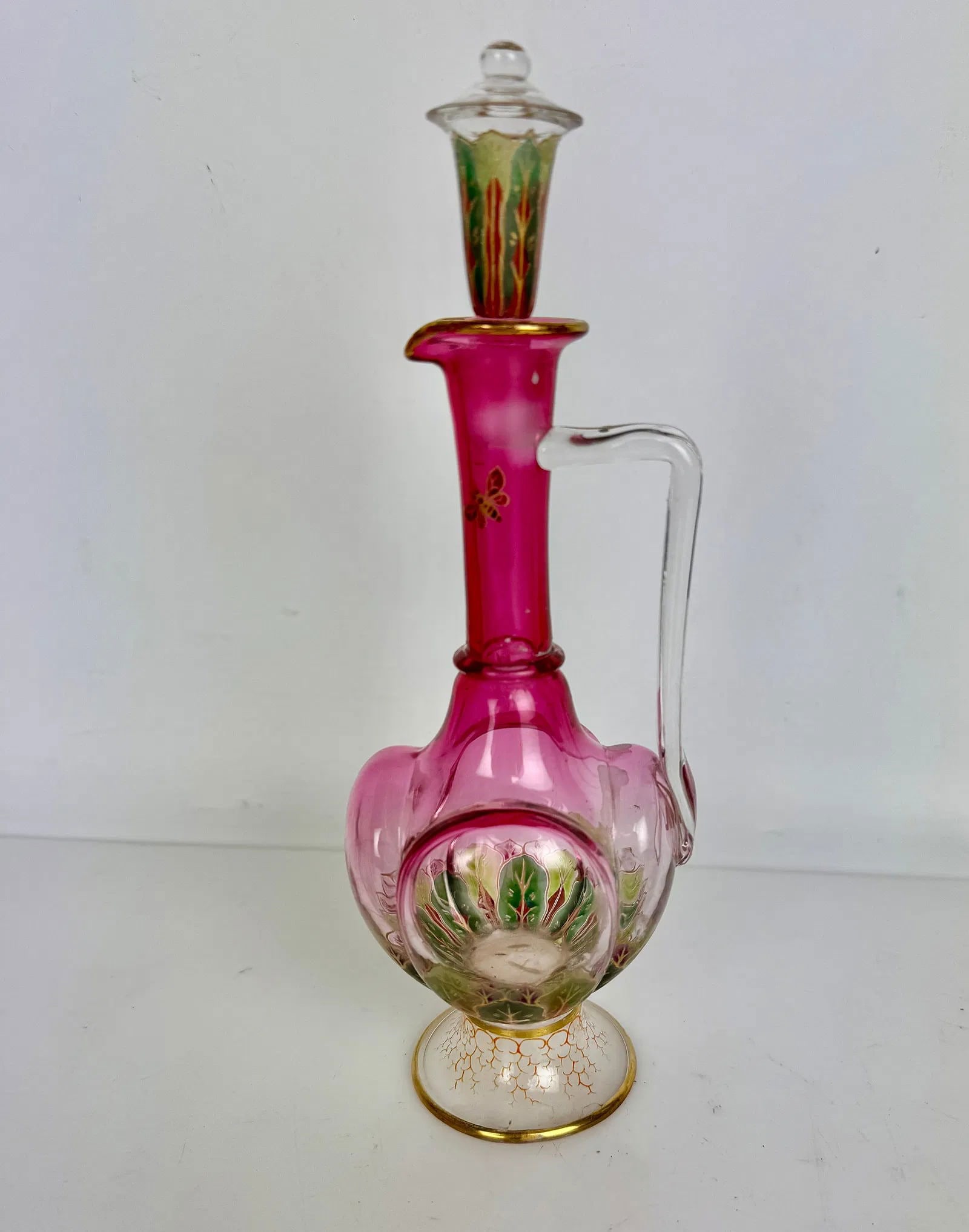 LOBMEYR ENAMELLED PERFUME BOTTLE: Circa 1900. Measures 8 inches tall. In very good condition. Estimate $800-1000